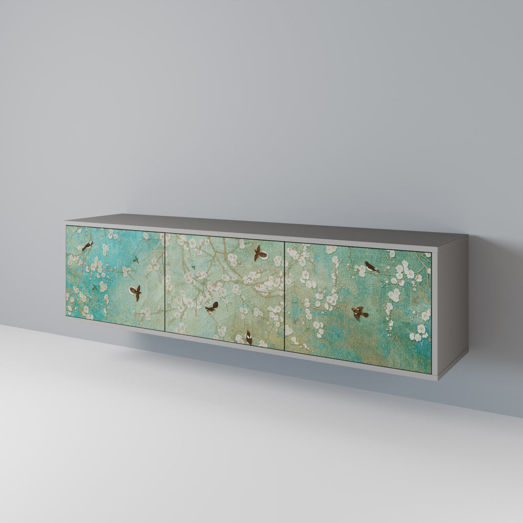 BLOOMING CHARM Móvel de TV com 3 Portas em Acabamento Cinzento