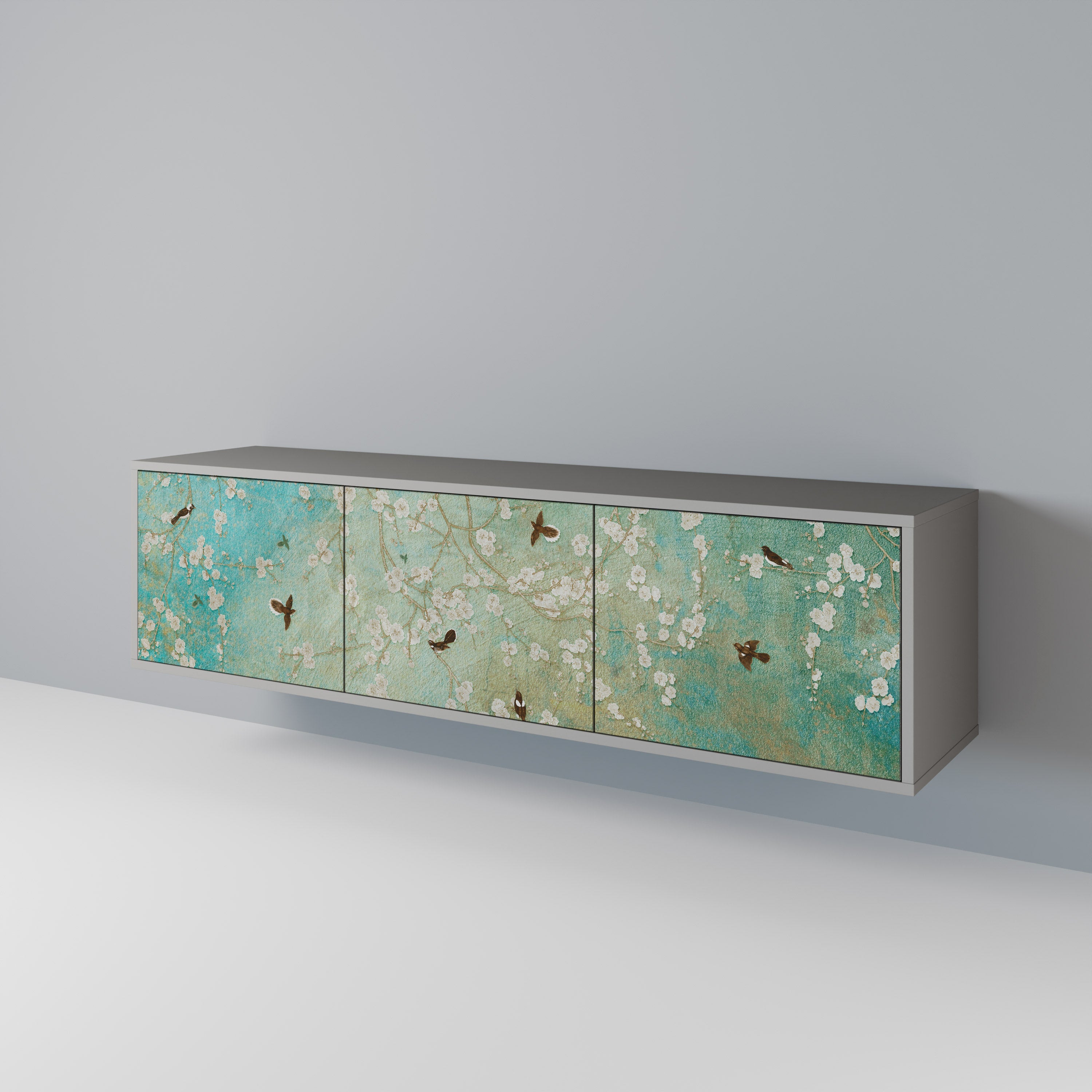 BLOOMING CHARM Móvel de TV com 3 Portas em Acabamento Cinzento