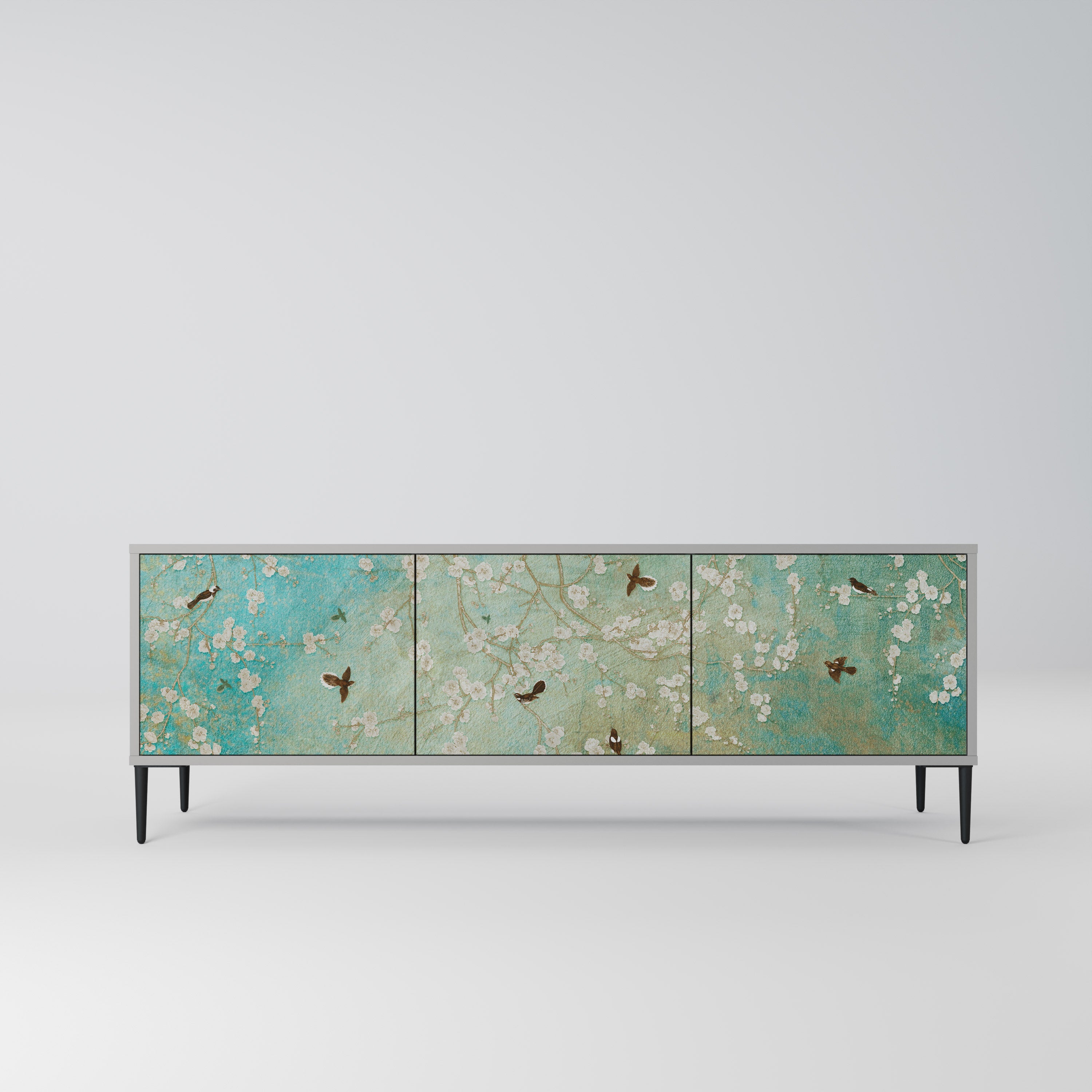 BLOOMING CHARM Móvel de TV com 3 Portas em Acabamento Cinzento