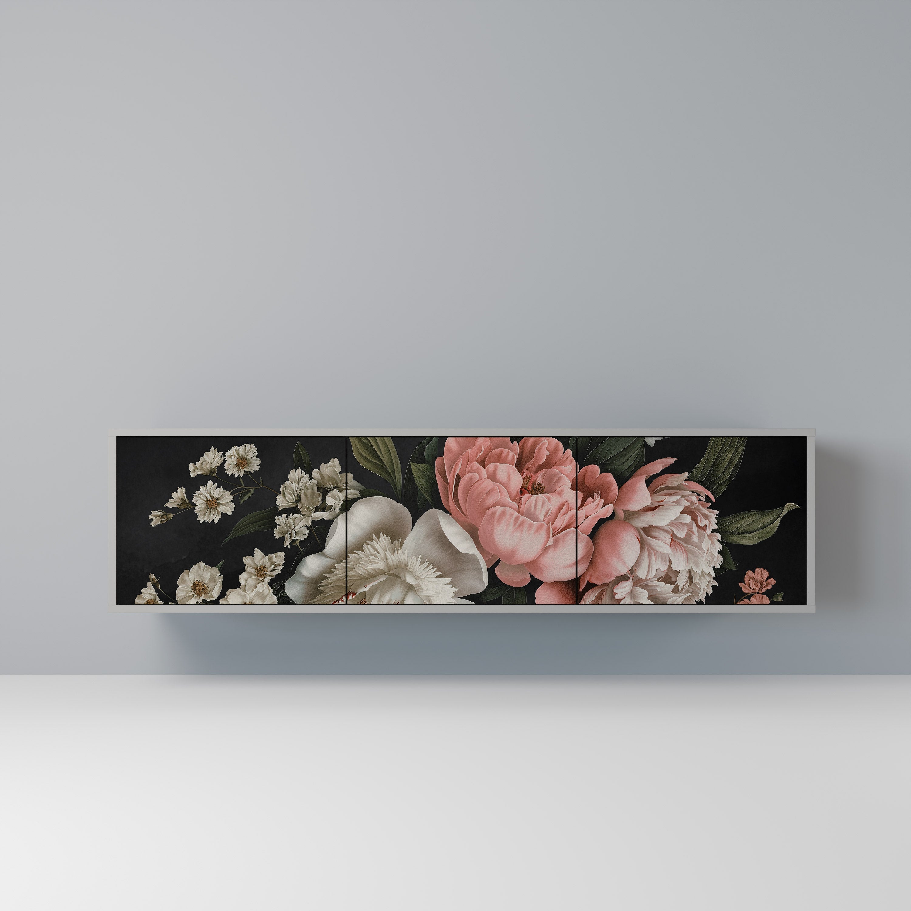 LUSH ELEGANCE Móvel de TV com 3 Portas em Acabamento Cinzento