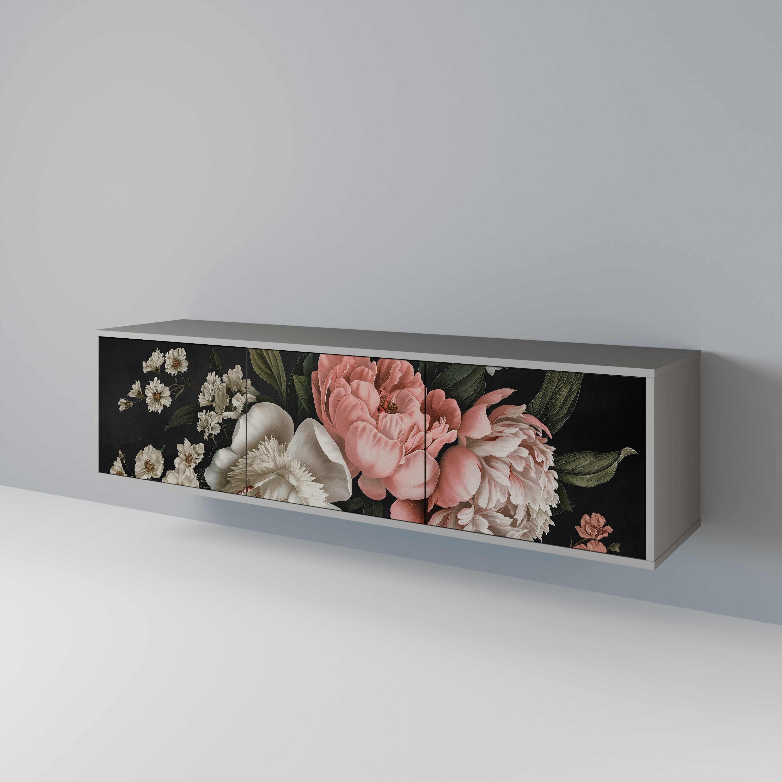 LUSH ELEGANCE Móvel de TV com 3 Portas em Acabamento Cinzento