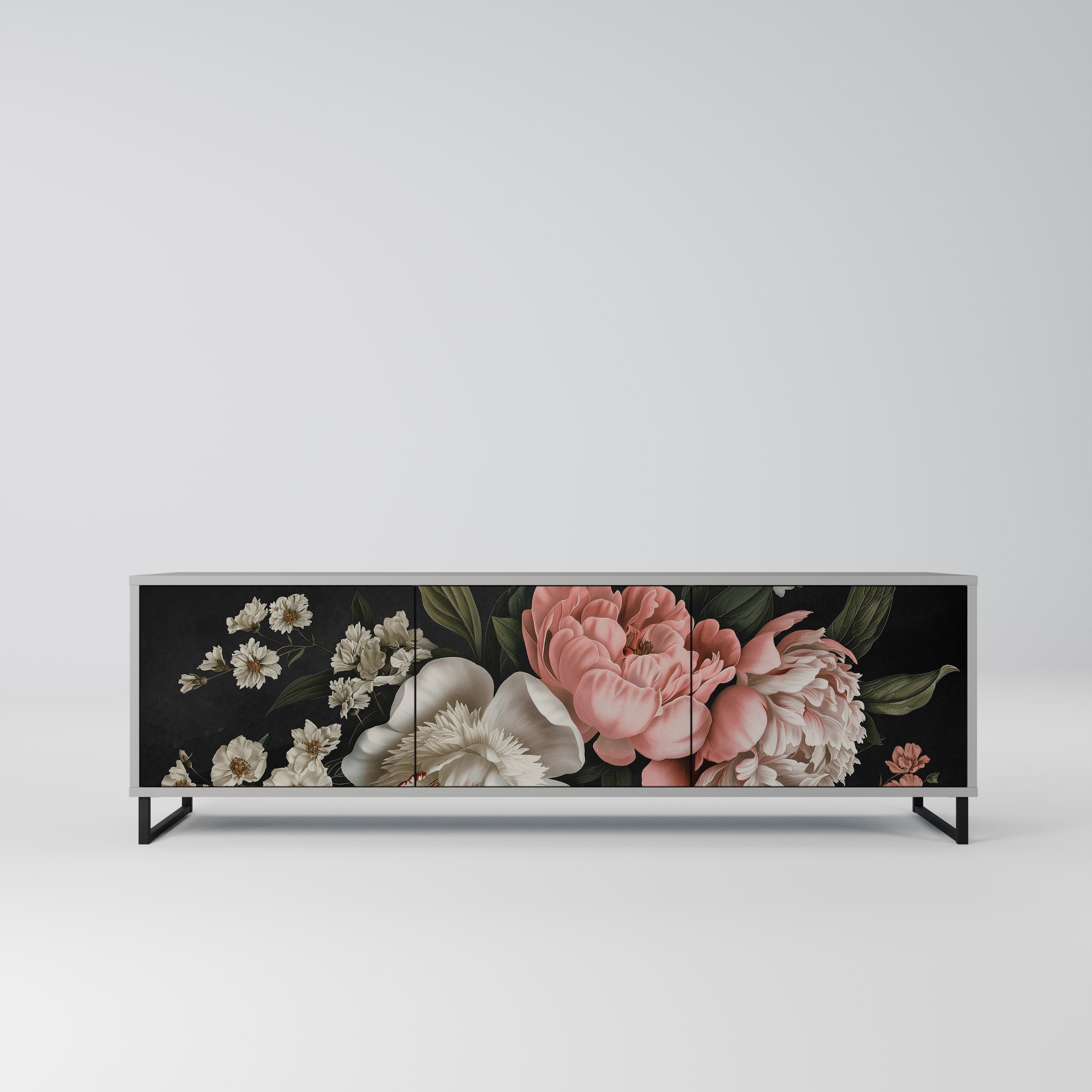 LUSH ELEGANCE Móvel de TV com 3 Portas em Acabamento Cinzento