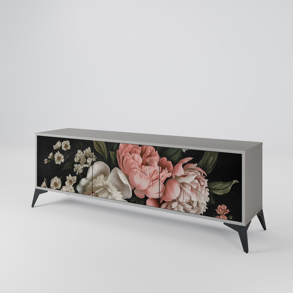 LUSH ELEGANCE Móvel de TV com 3 Portas em Acabamento Cinzento