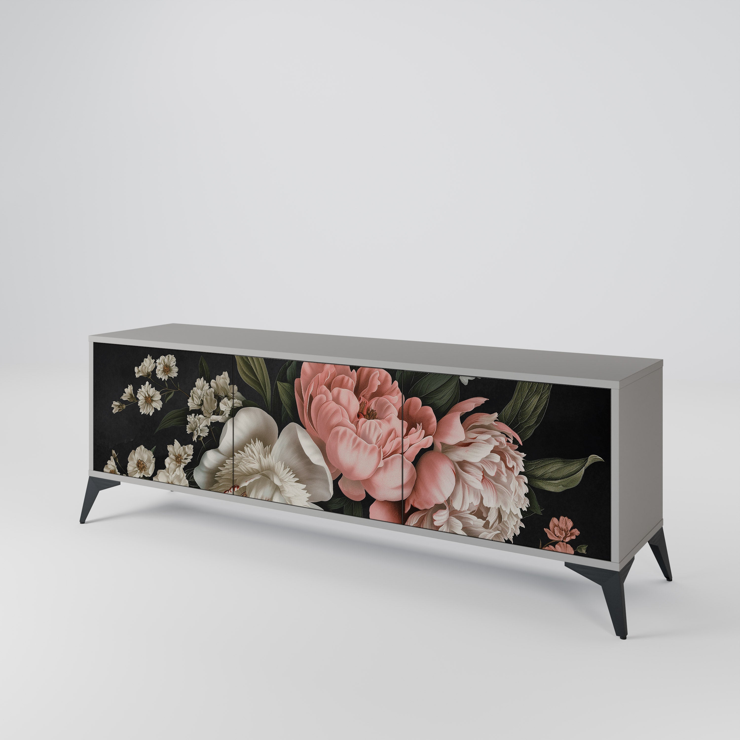 LUSH ELEGANCE Móvel de TV com 3 Portas em Acabamento Cinzento