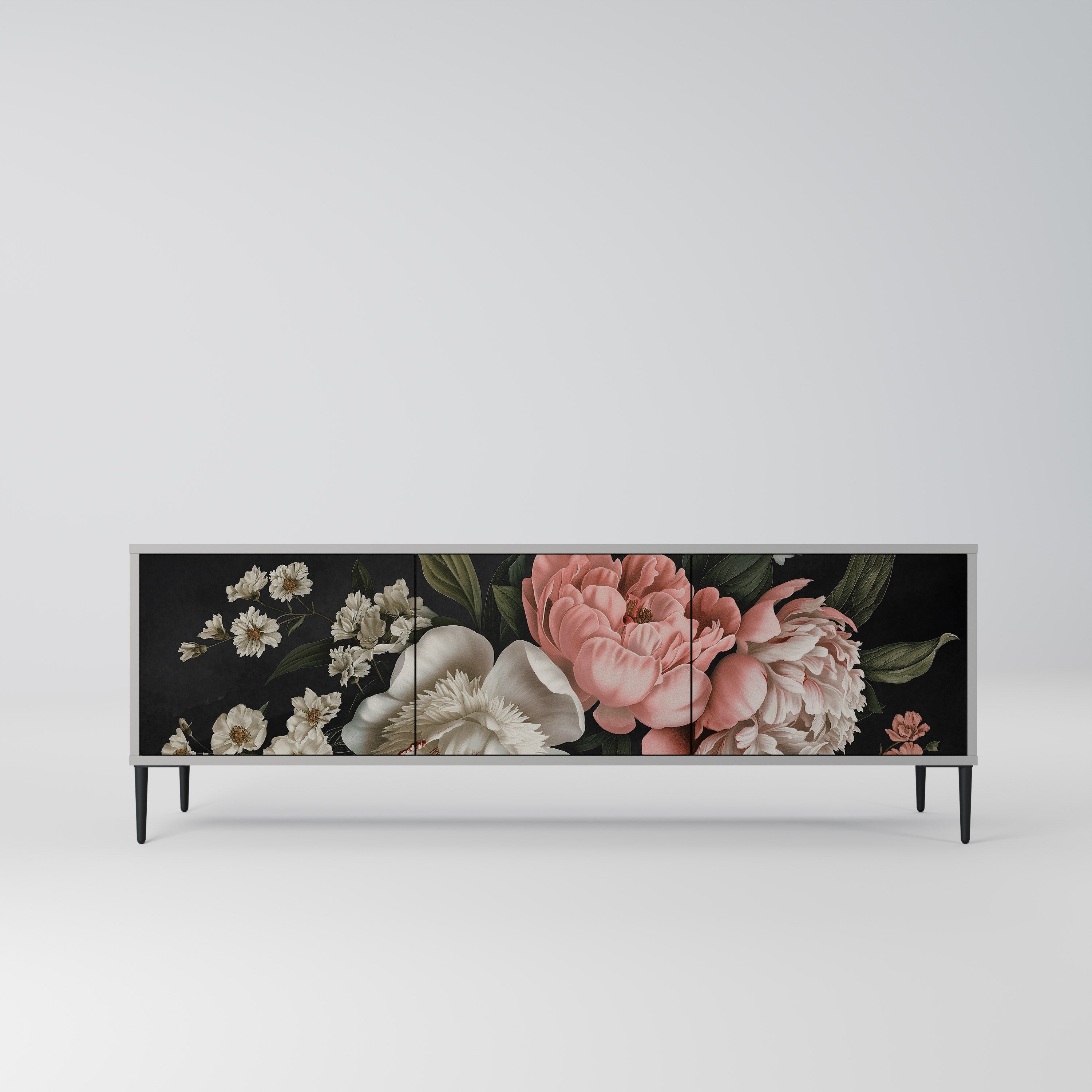 LUSH ELEGANCE Móvel de TV com 3 Portas em Acabamento Cinzento