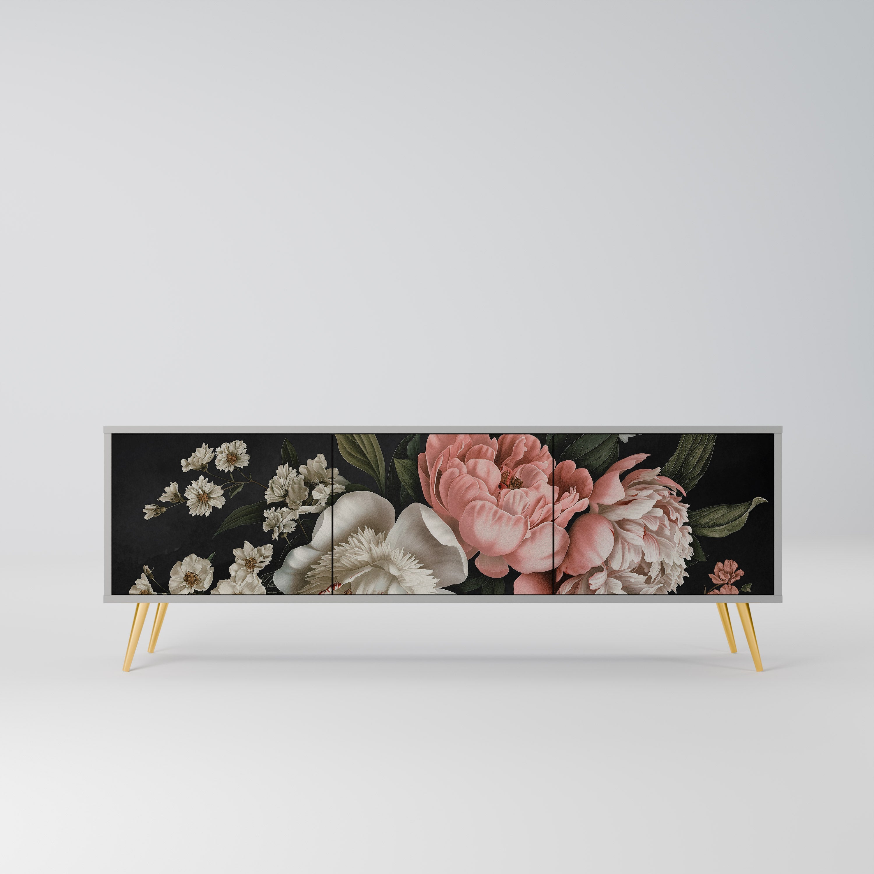 LUSH ELEGANCE Móvel de TV com 3 Portas em Acabamento Cinzento