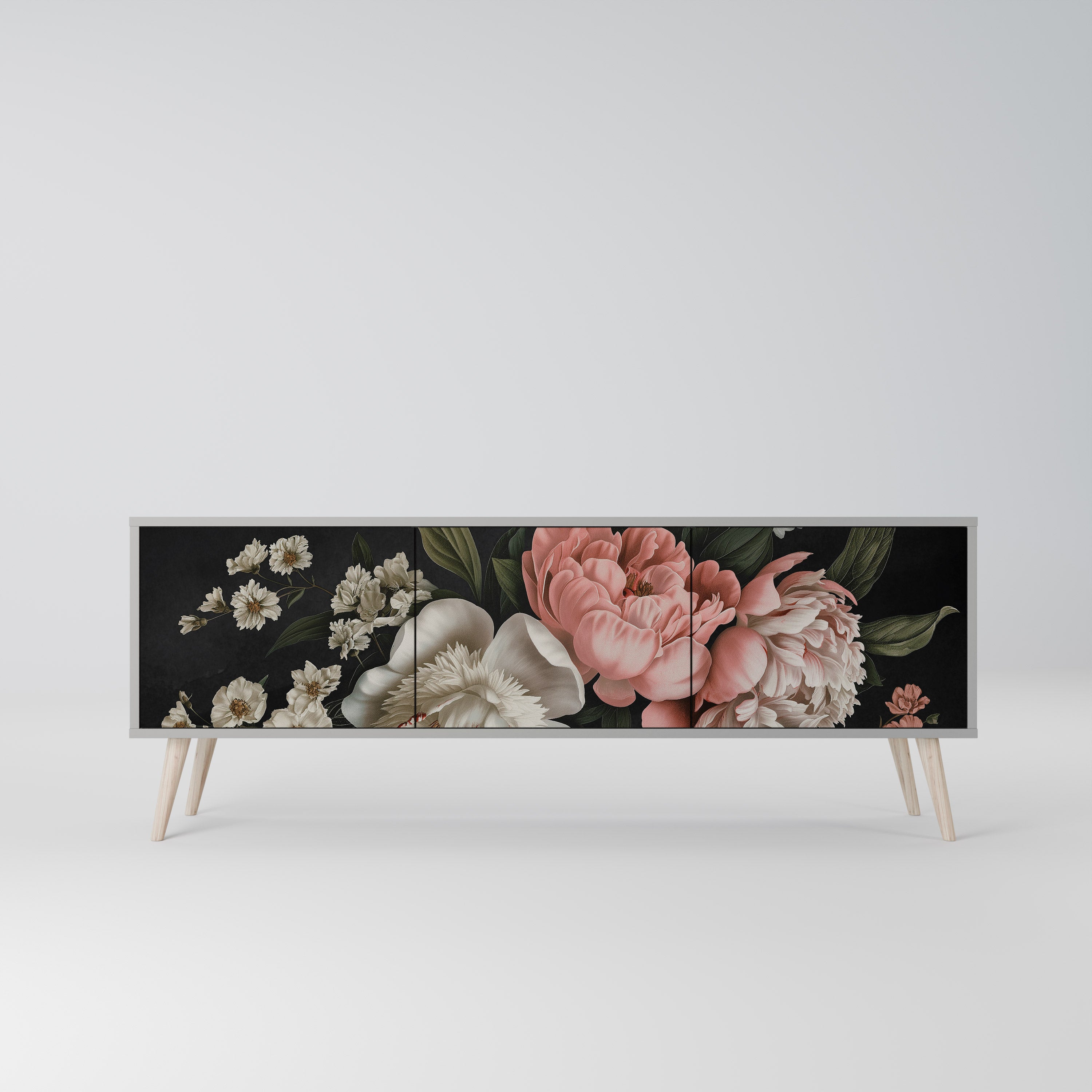 LUSH ELEGANCE Móvel de TV com 3 Portas em Acabamento Cinzento