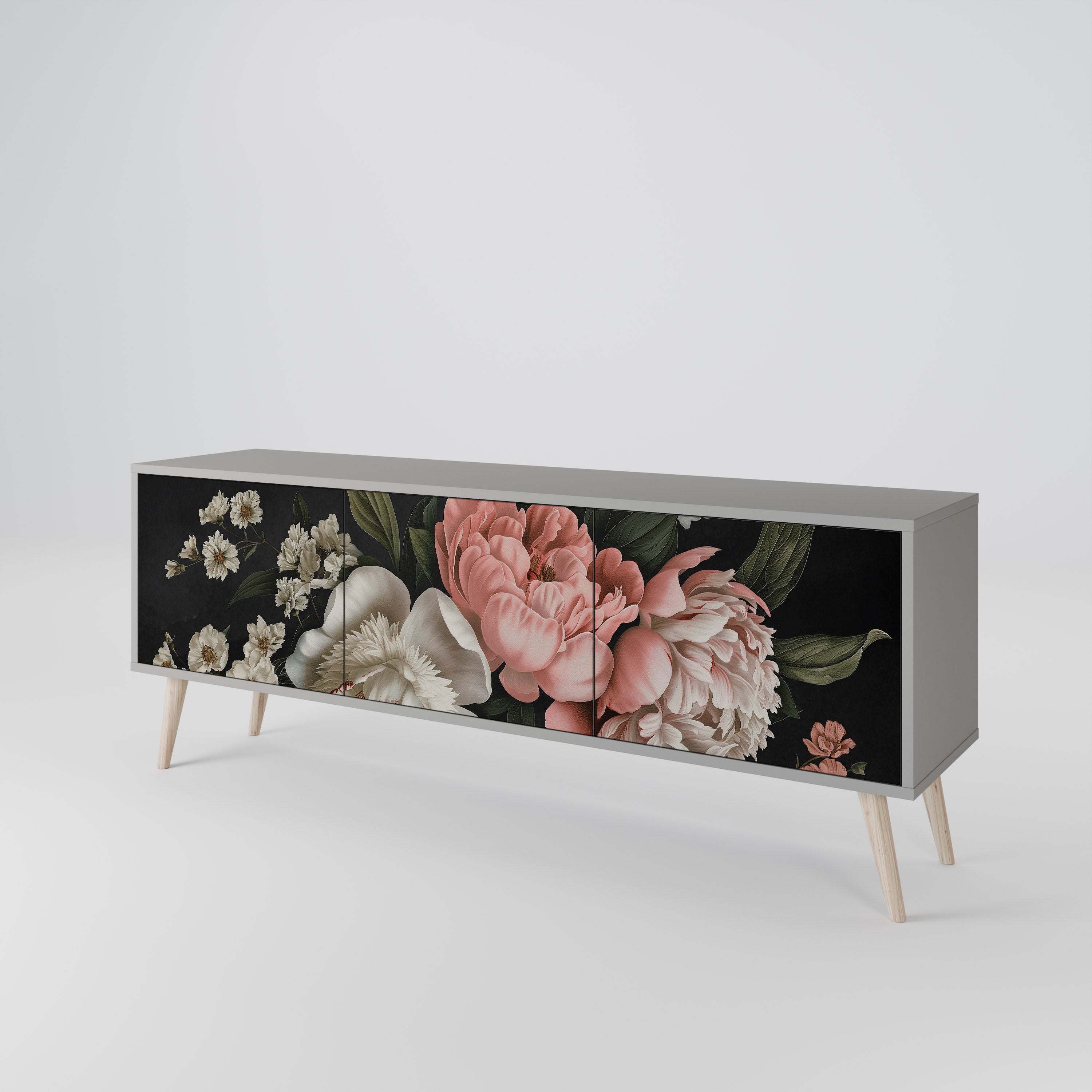 LUSH ELEGANCE Móvel de TV com 3 Portas em Acabamento Cinzento