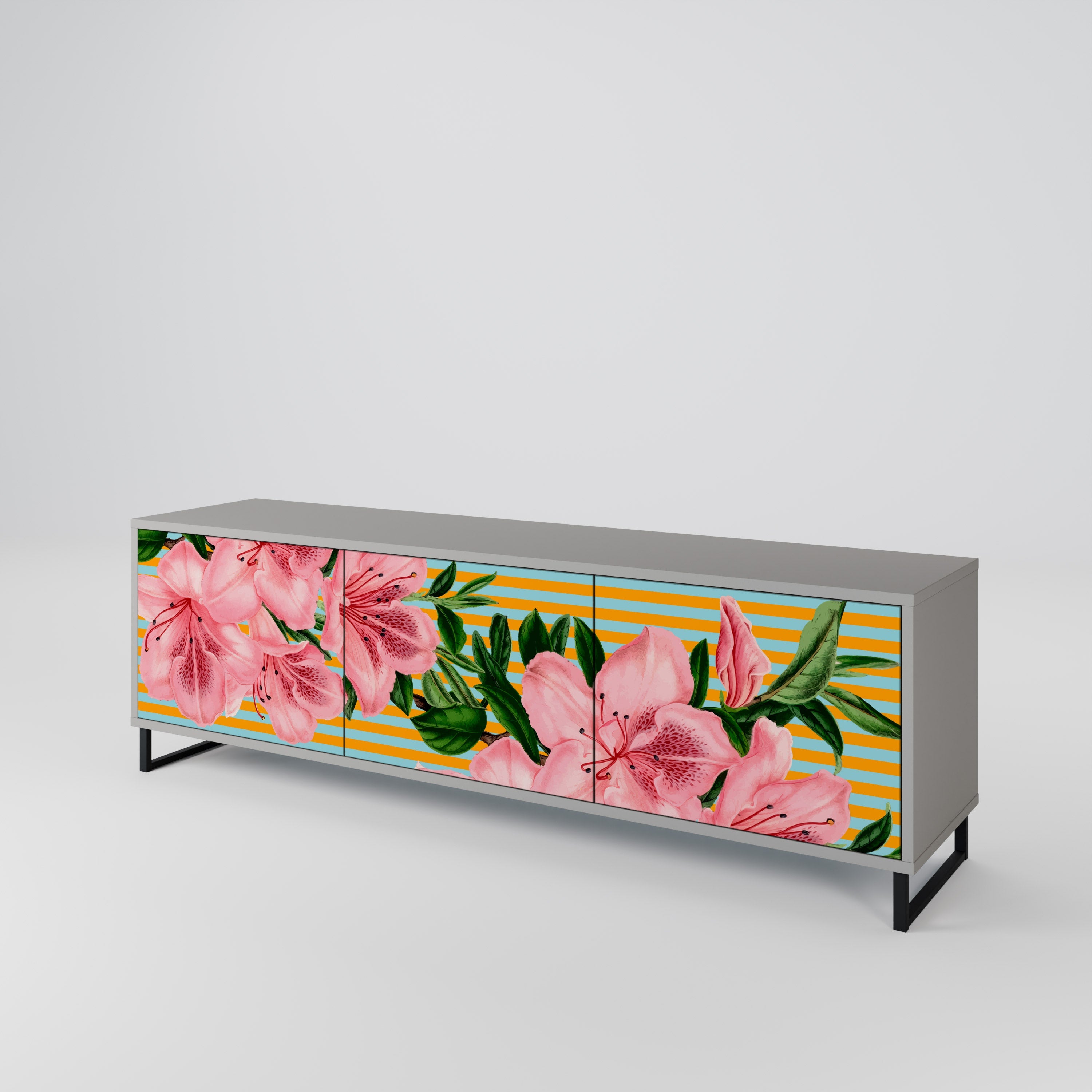 FRAGILE BEAUTY Móvel de TV com 3 Portas em Acabamento Cinzento