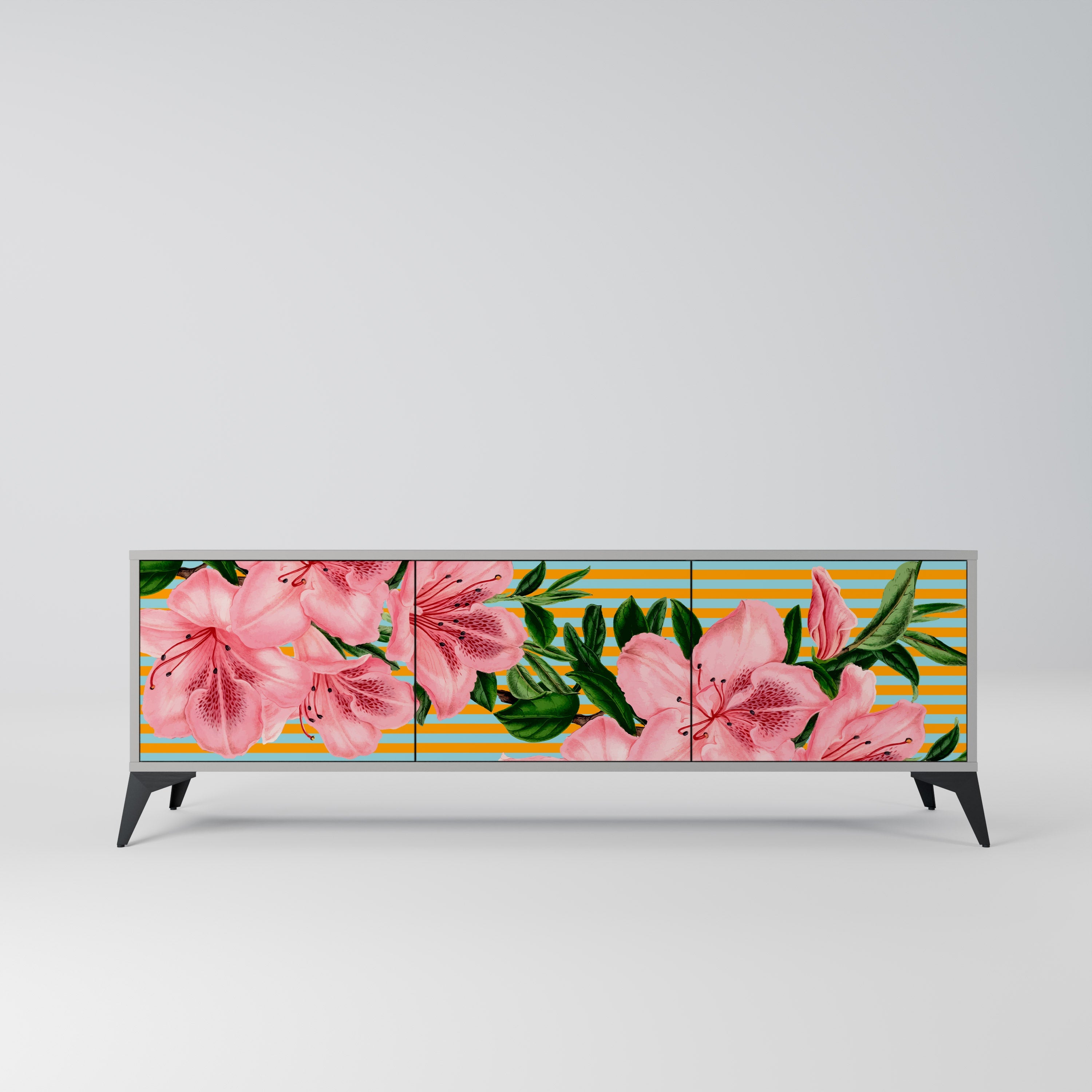 FRAGILE BEAUTY Móvel de TV com 3 Portas em Acabamento Cinzento