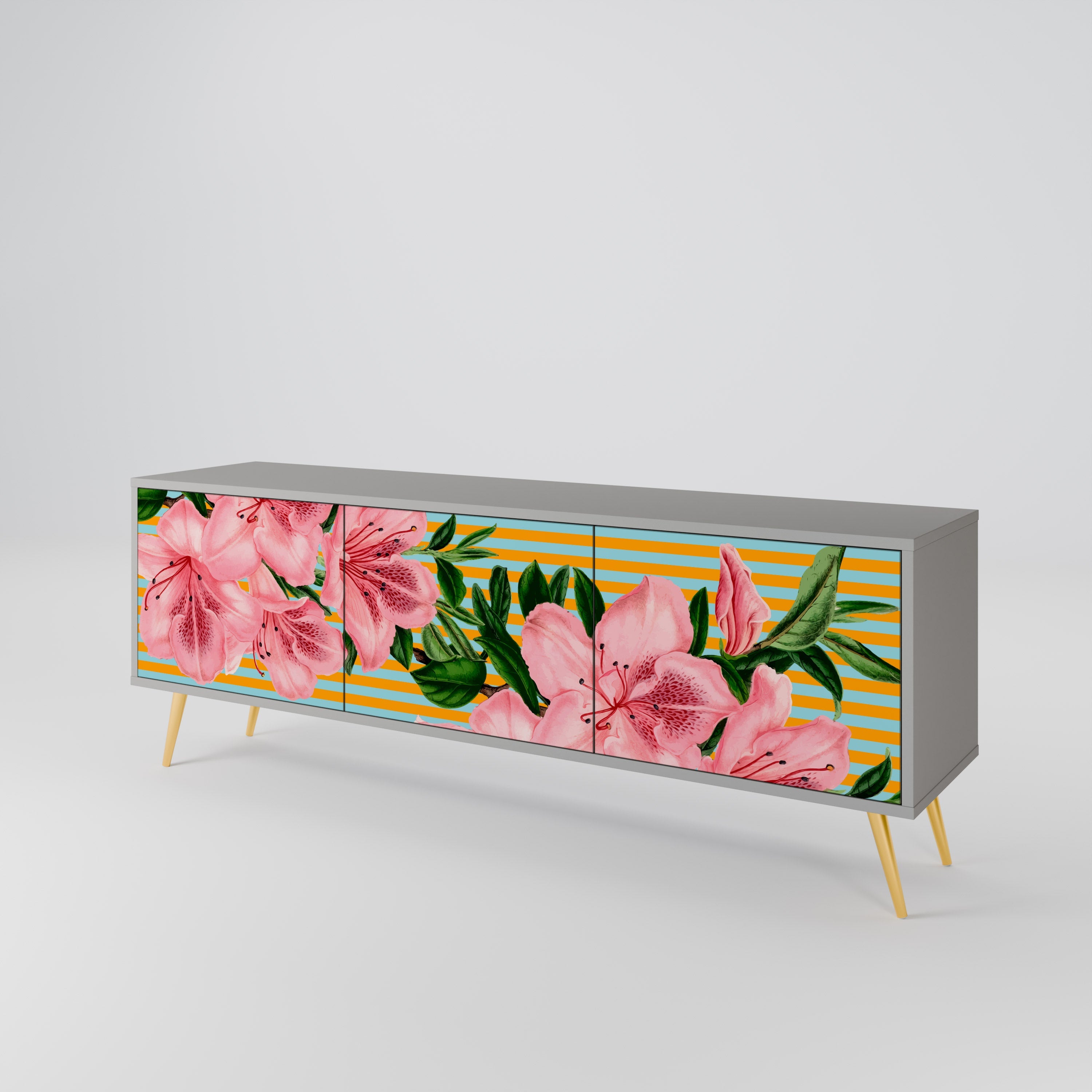 FRAGILE BEAUTY Móvel de TV com 3 Portas em Acabamento Cinzento