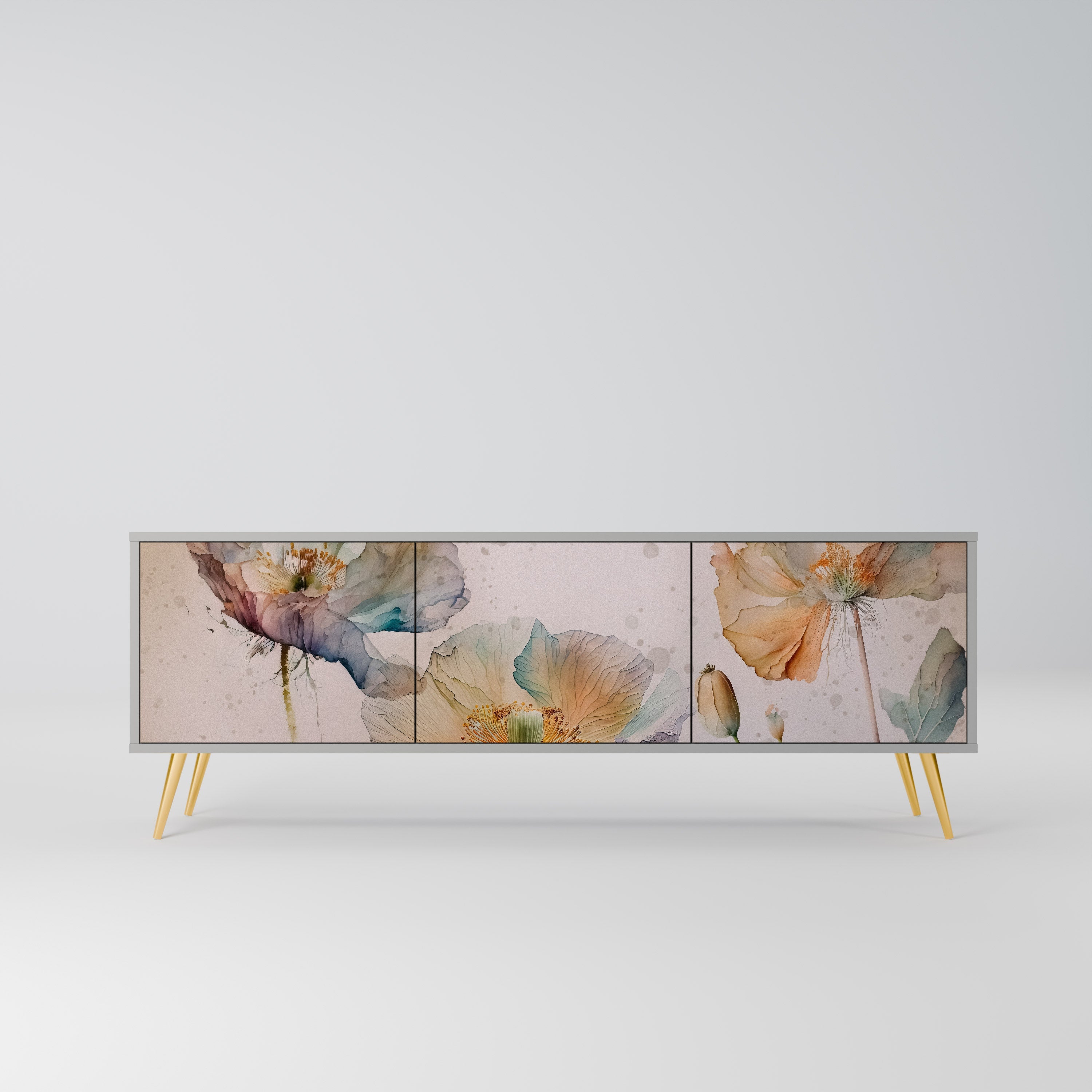 SOFTEN POPPY Móvel de TV com 3 Portas em Acabamento Cinzento