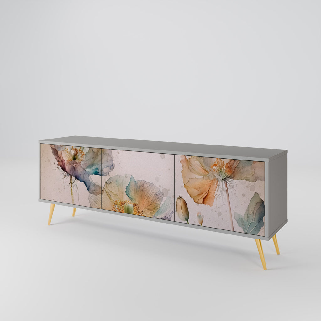 SOFTEN POPPY Móvel de TV com 3 Portas em Acabamento Cinzento