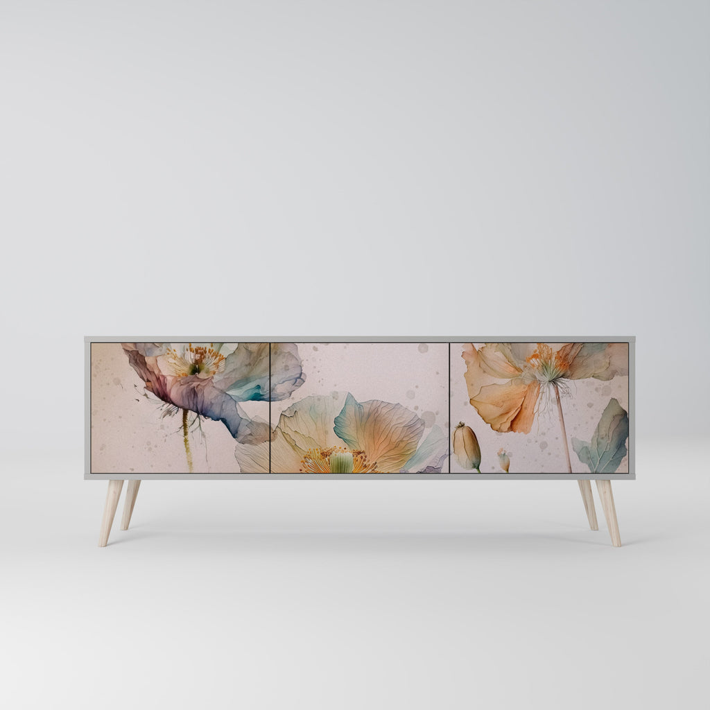 SOFTEN POPPY Móvel de TV com 3 Portas em Acabamento Cinzento