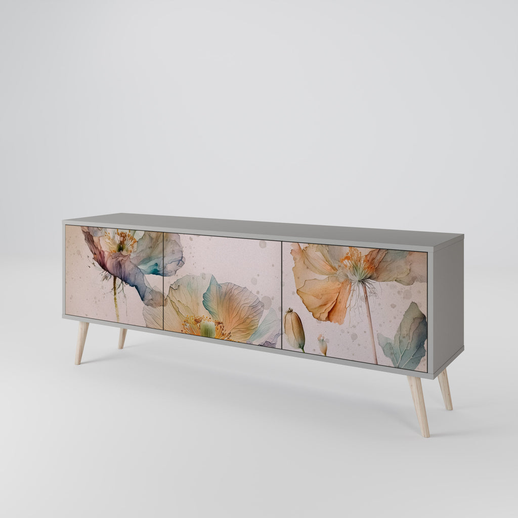 SOFTEN POPPY Móvel de TV com 3 Portas em Acabamento Cinzento