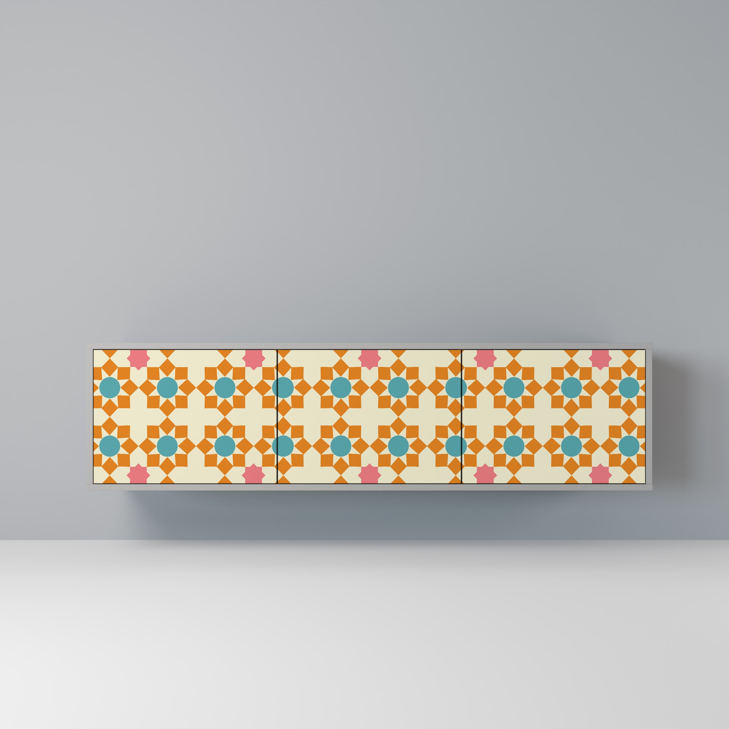 FLORAL DECOR Móvel de TV com 3 Portas em Acabamento Cinzento