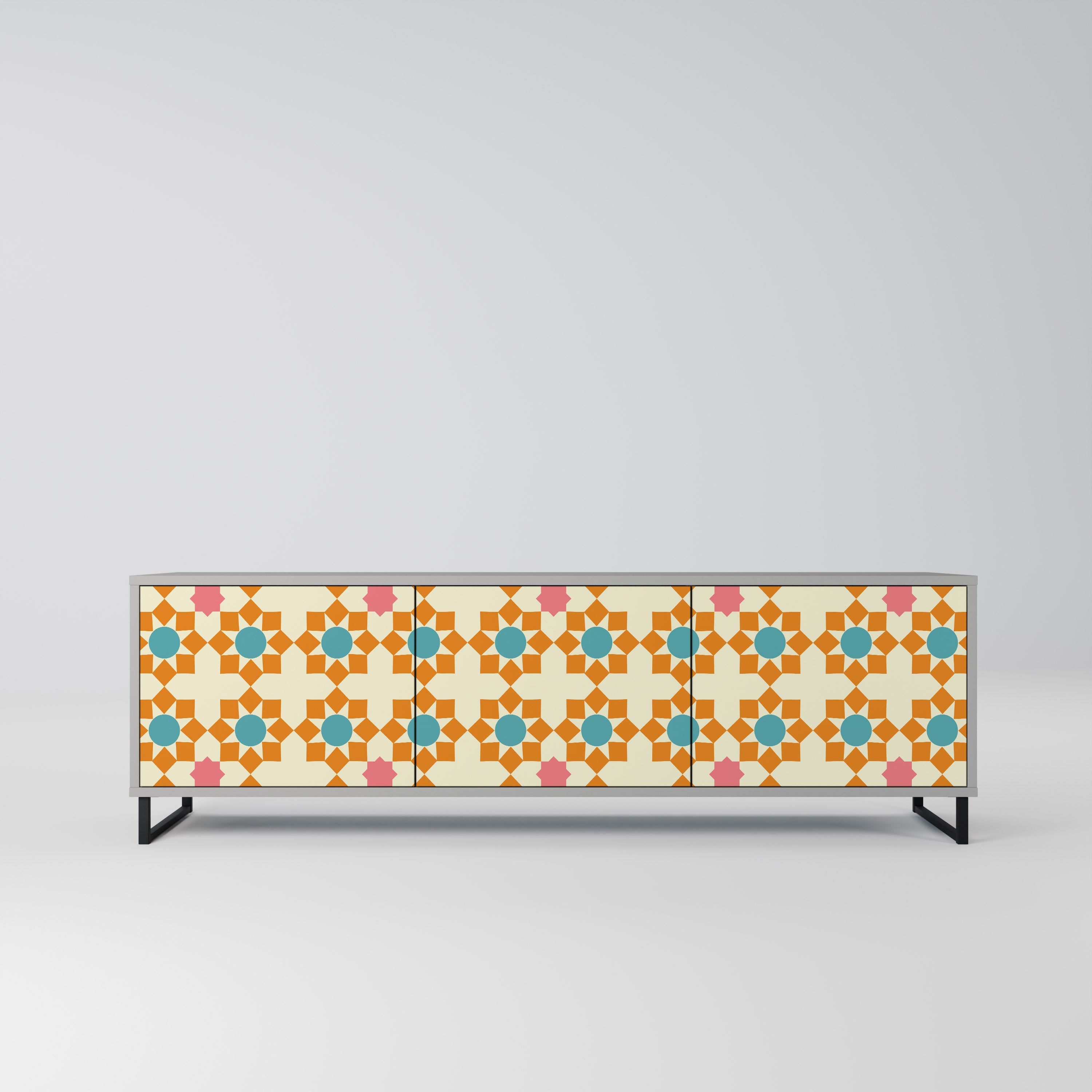 FLORAL DECOR Móvel de TV com 3 Portas em Acabamento Cinzento