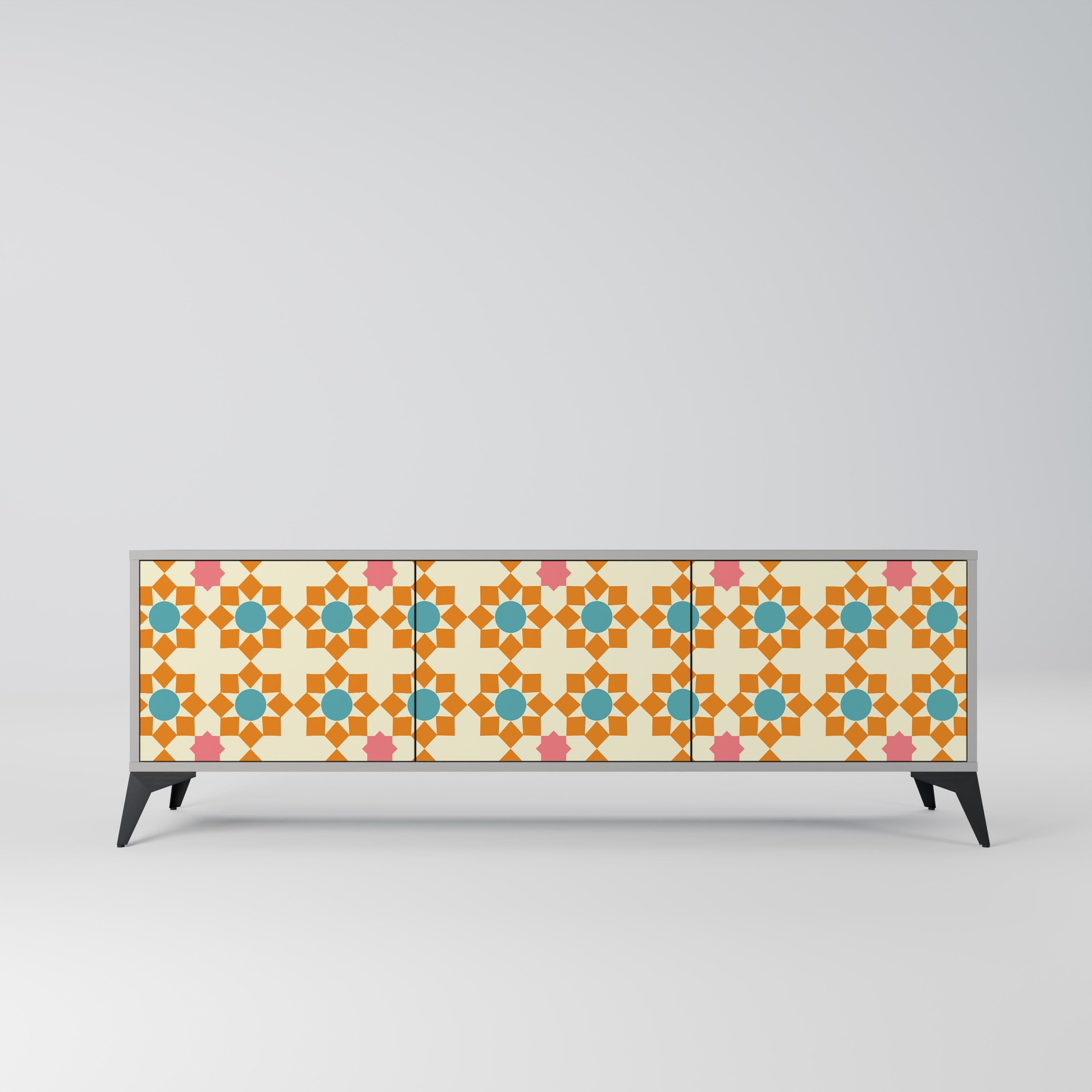 FLORAL DECOR Móvel de TV com 3 Portas em Acabamento Cinzento