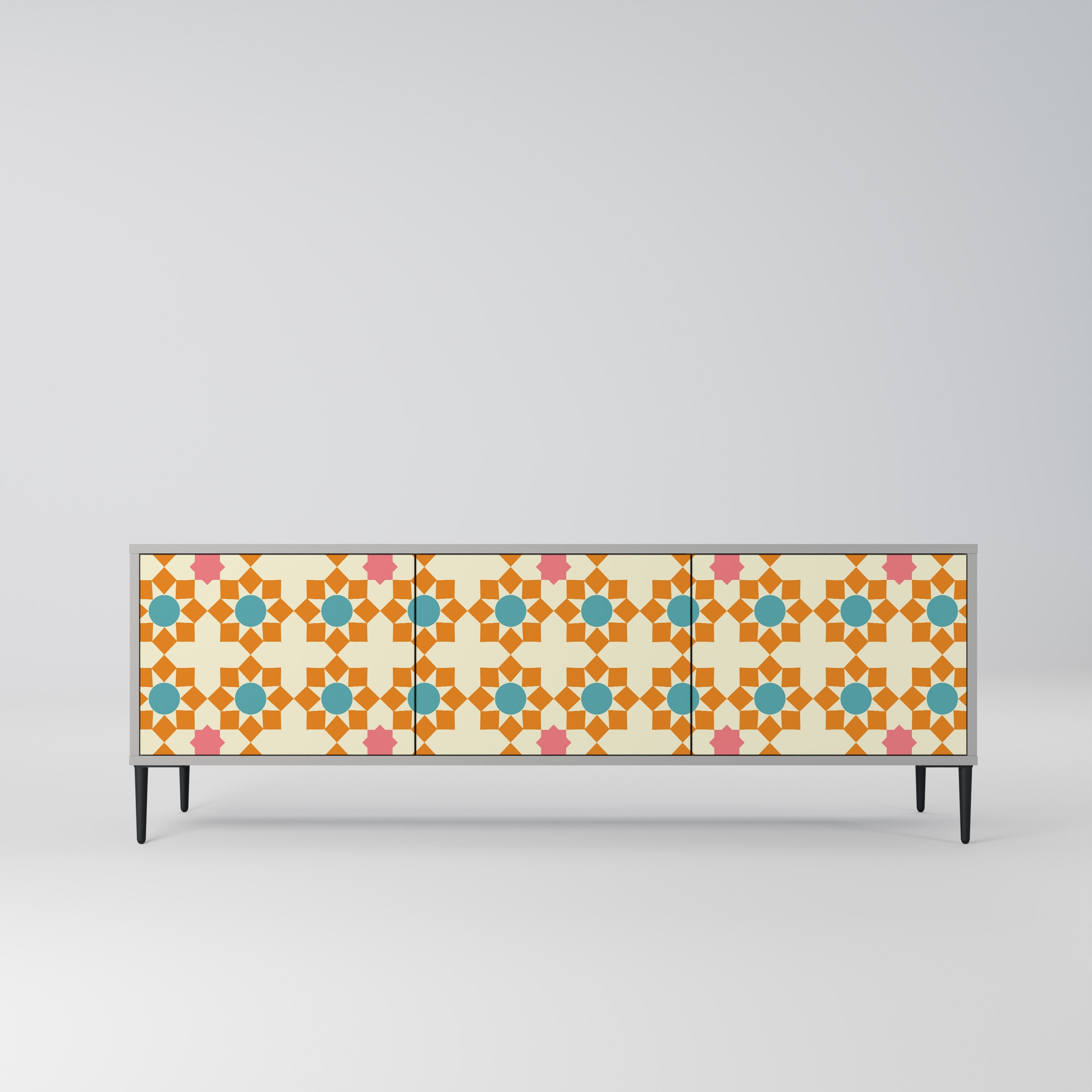 FLORAL DECOR Móvel de TV com 3 Portas em Acabamento Cinzento