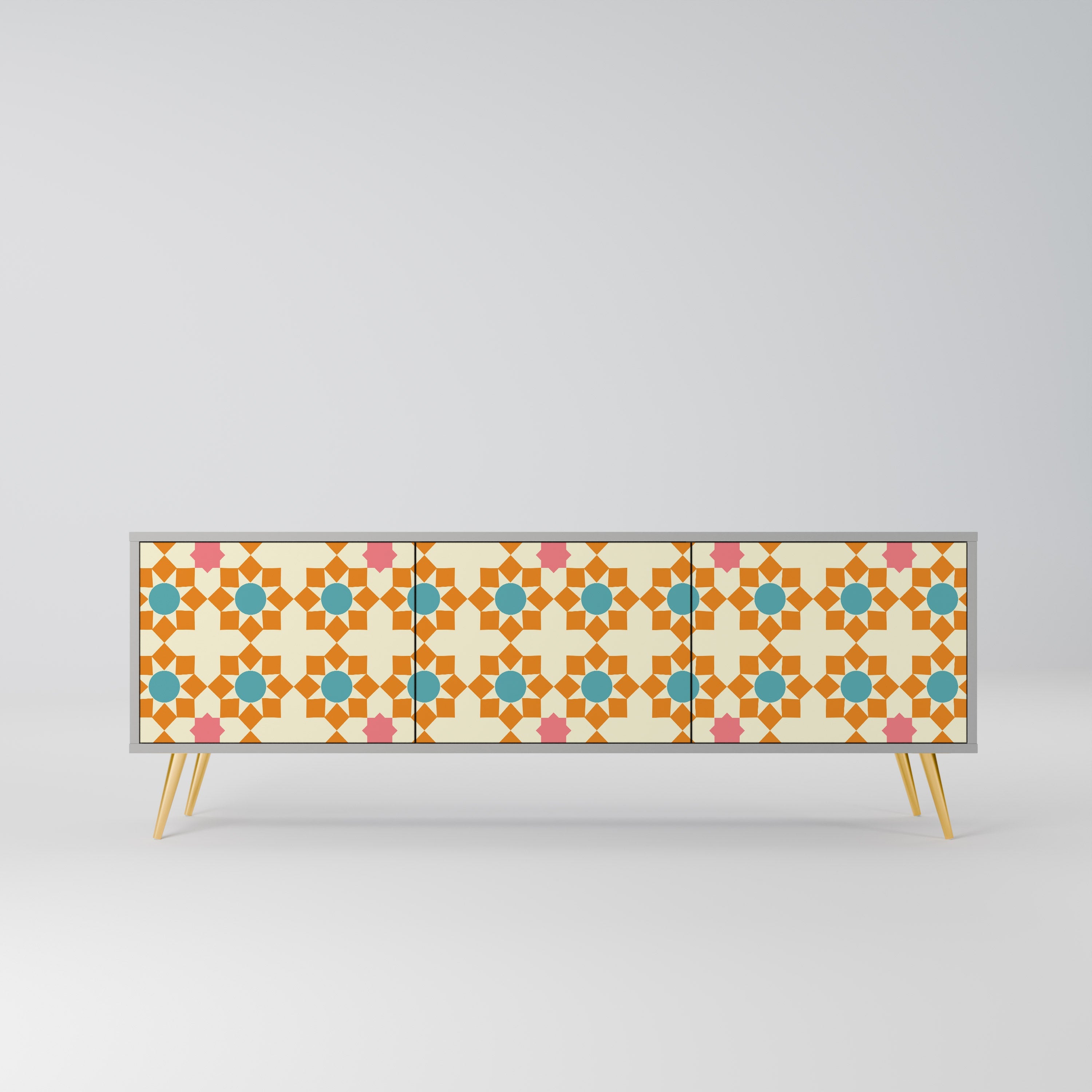 FLORAL DECOR Móvel de TV com 3 Portas em Acabamento Cinzento