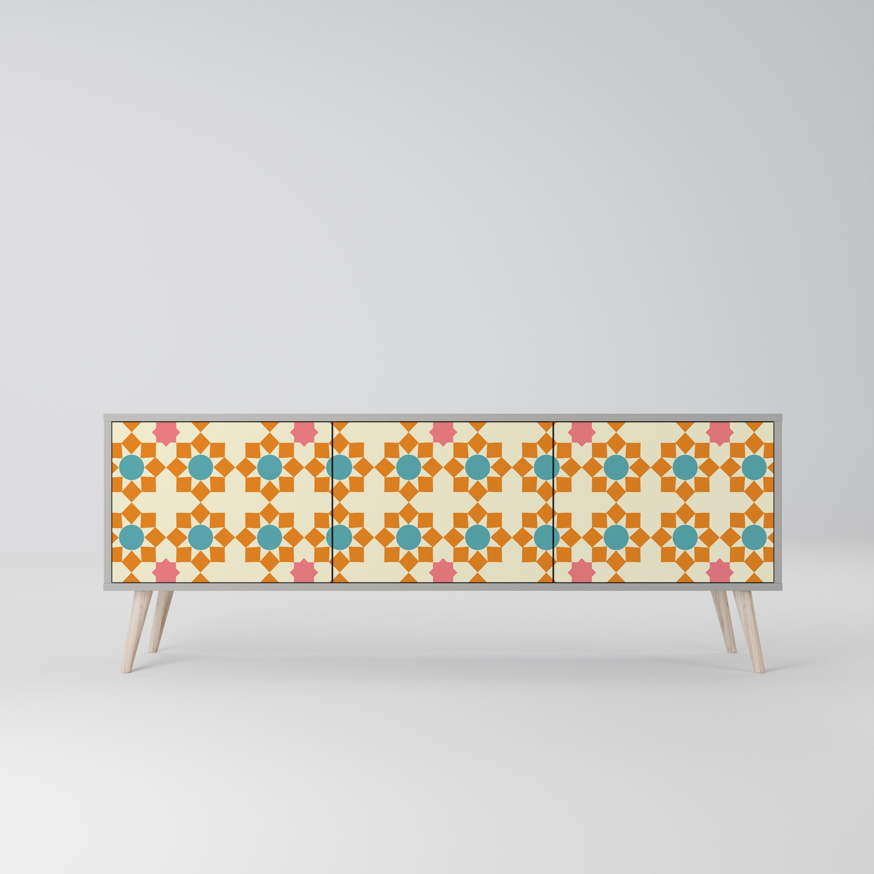 FLORAL DECOR Móvel de TV com 3 Portas em Acabamento Cinzento