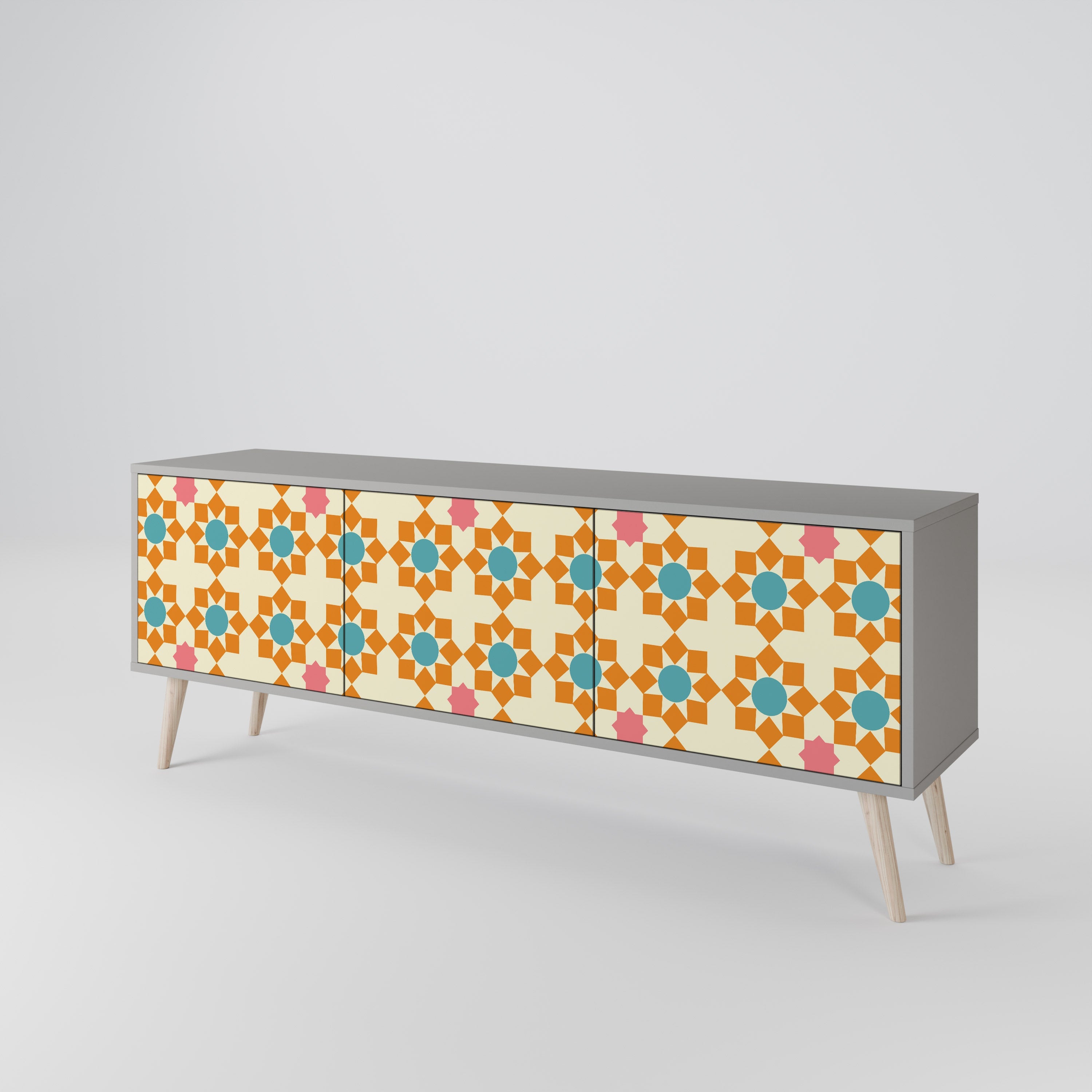 FLORAL DECOR Móvel de TV com 3 Portas em Acabamento Cinzento