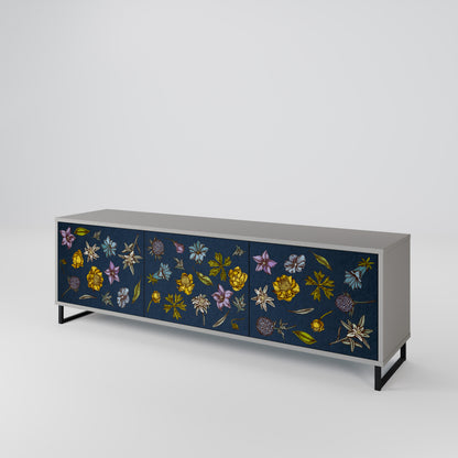 FLOWERS ON NAVY BLUE Móvel de TV de 3 Portas
