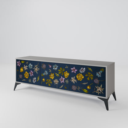 FLOWERS ON NAVY BLUE Móvel de TV de 3 Portas
