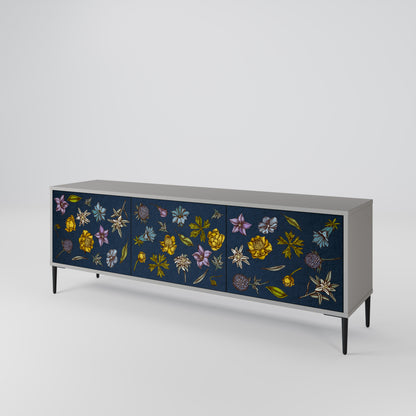 FLOWERS ON NAVY BLUE Móvel de TV de 3 Portas