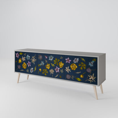FLOWERS ON NAVY BLUE Móvel de TV de 3 Portas