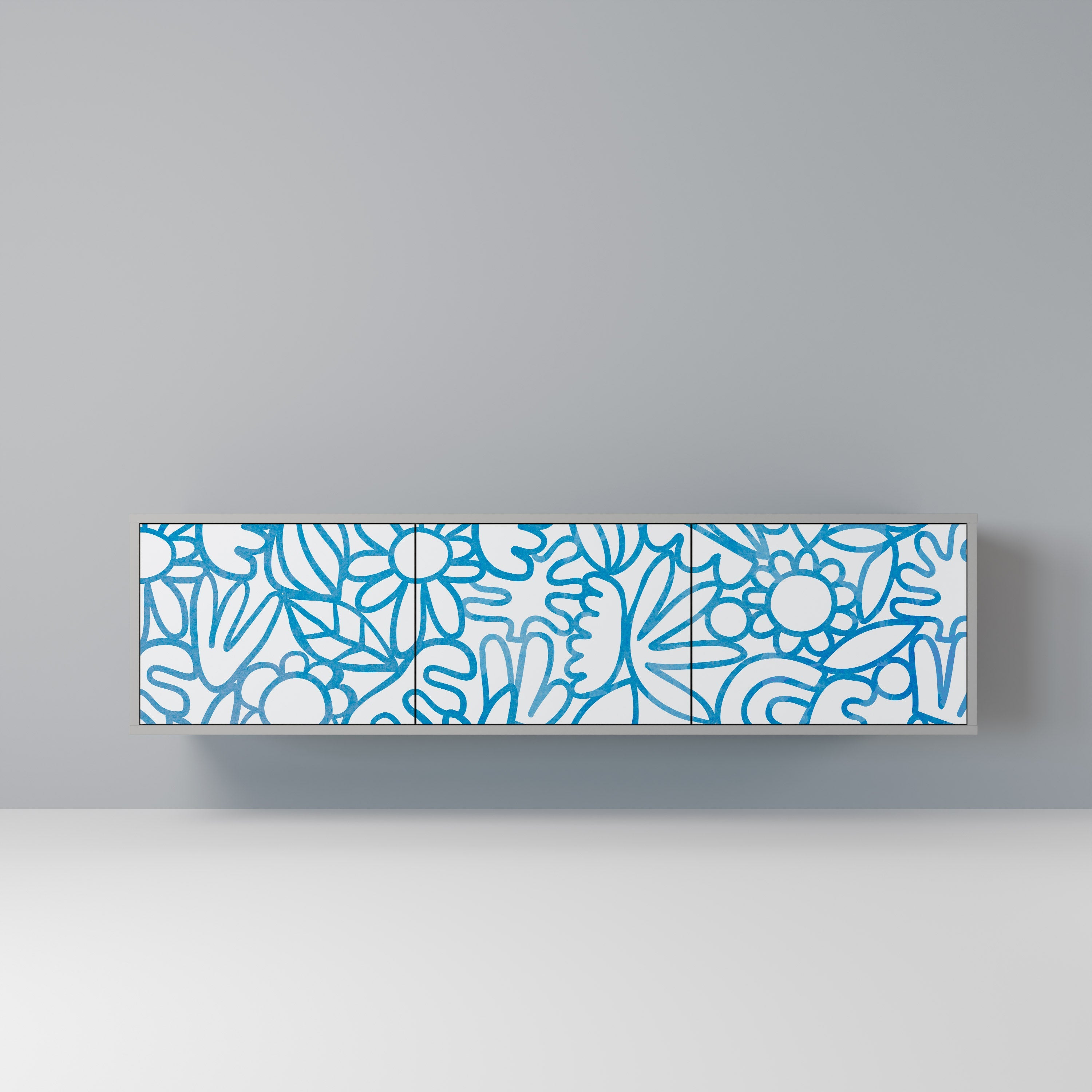 BLOOMY MORNING Móvel de TV com 3 Portas em Acabamento Cinzento