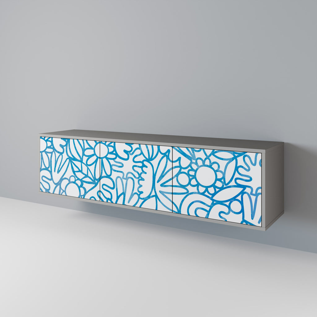 BLOOMY MORNING Móvel de TV com 3 Portas em Acabamento Cinzento