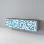 BLOOMY MORNING Móvel de TV com 3 Portas em Acabamento Cinzento