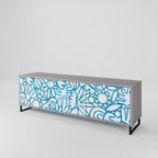 BLOOMY MORNING Móvel de TV com 3 Portas em Acabamento Cinzento