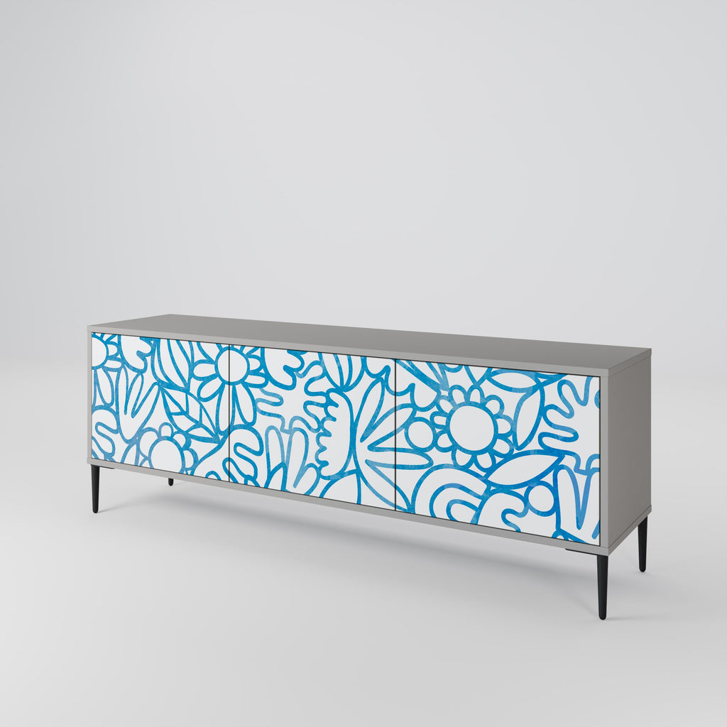 BLOOMY MORNING Móvel de TV com 3 Portas em Acabamento Cinzento