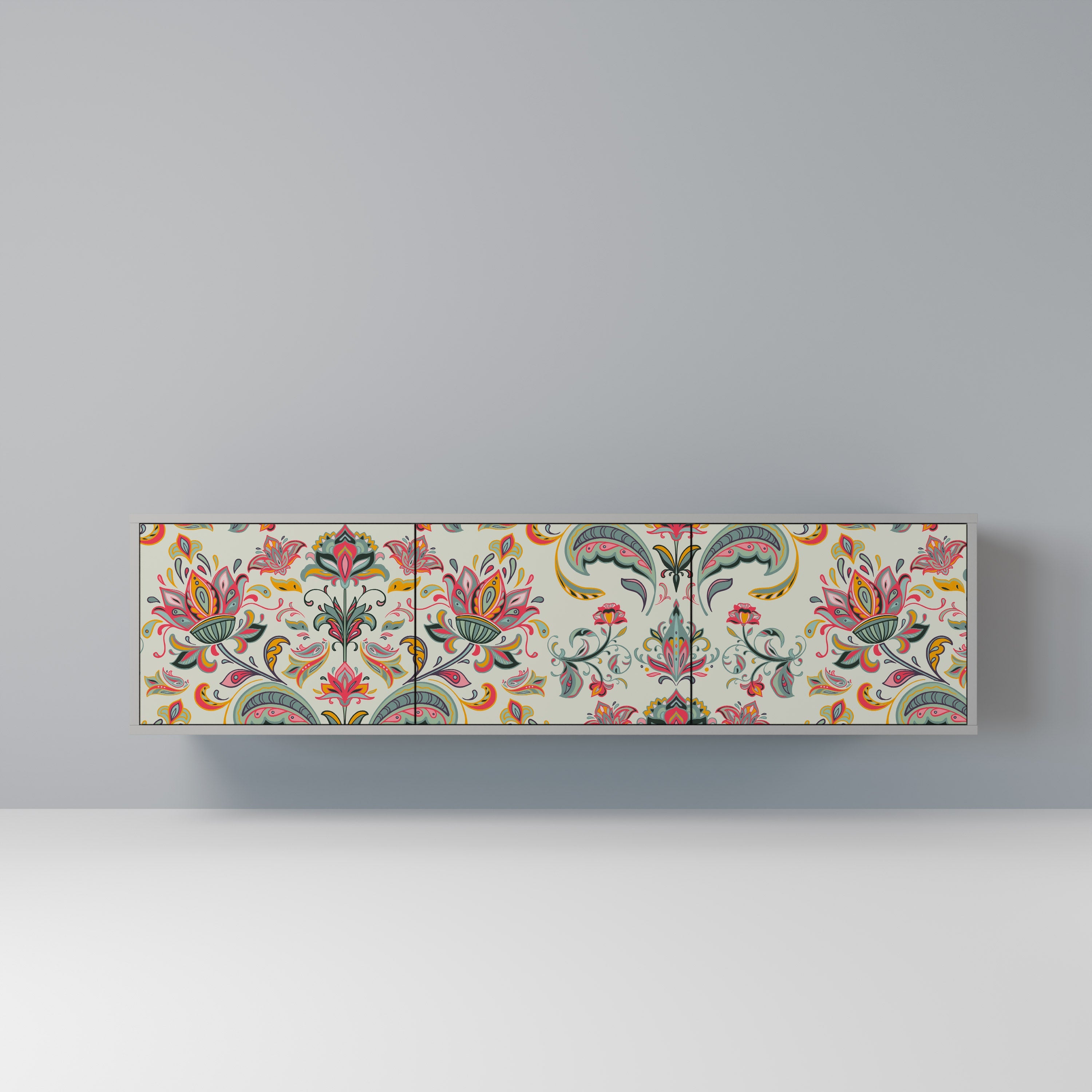 ORGANIC FOLKLORE Móvel de TV com 3 Portas em Acabamento Cinzento