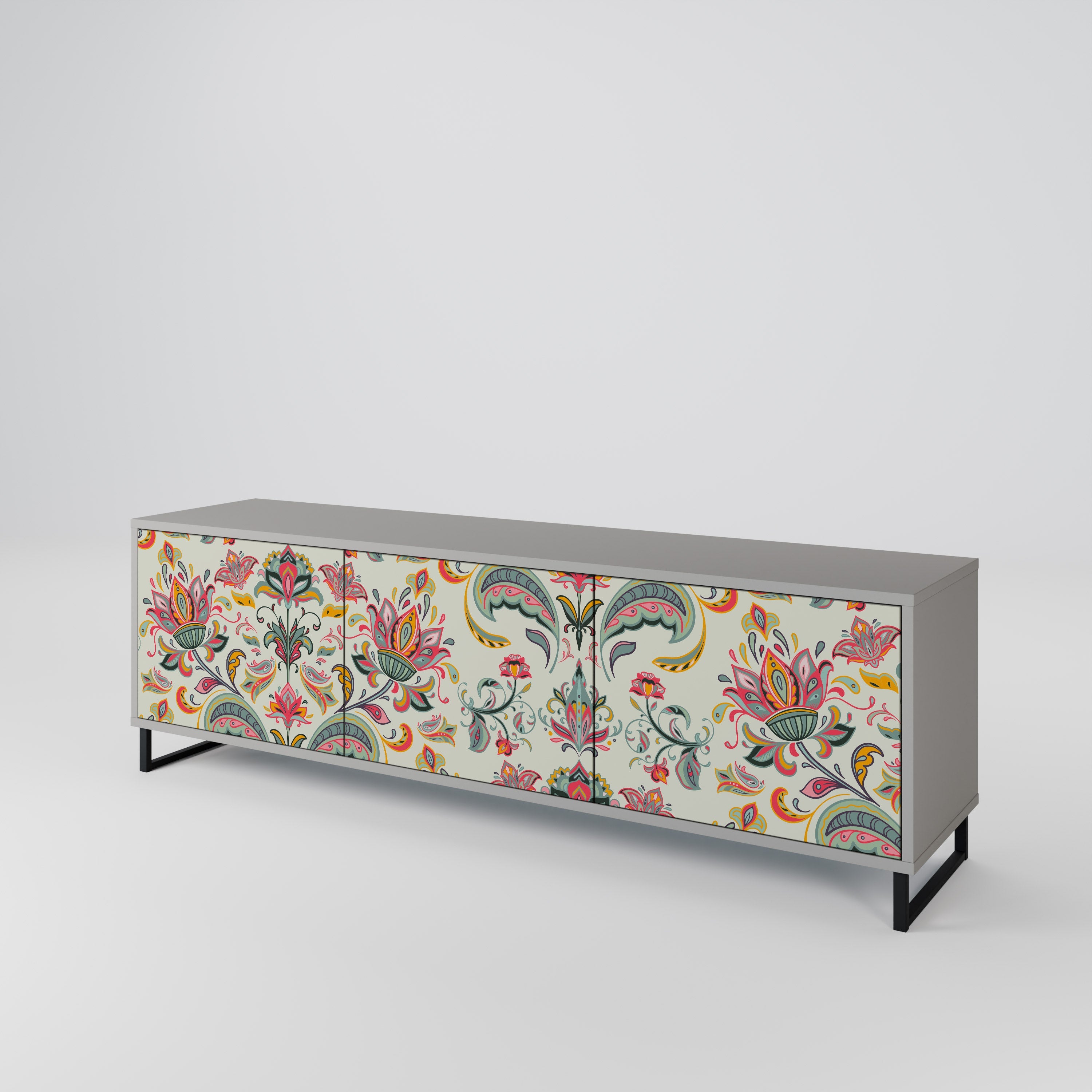 ORGANIC FOLKLORE Móvel de TV com 3 Portas em Acabamento Cinzento