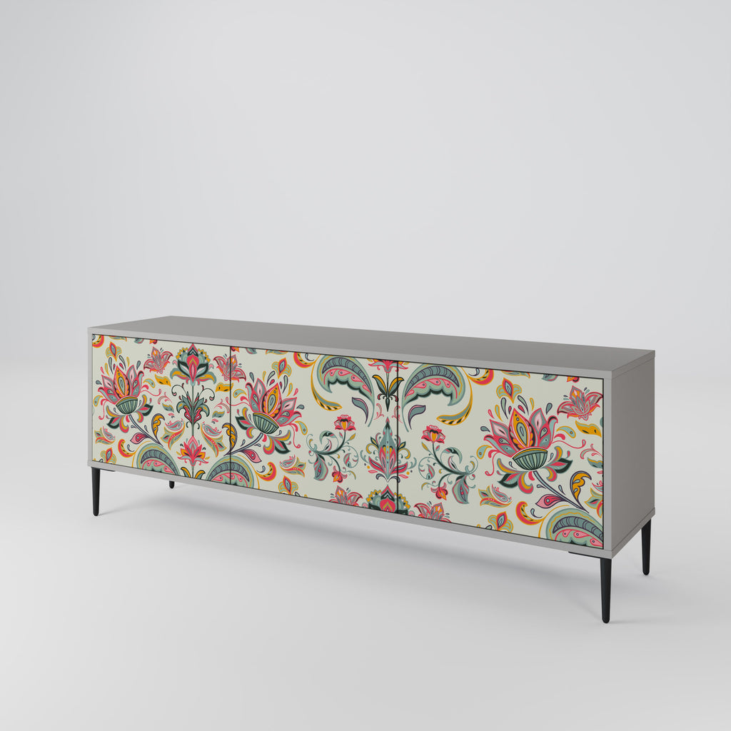 ORGANIC FOLKLORE Móvel de TV com 3 Portas em Acabamento Cinzento