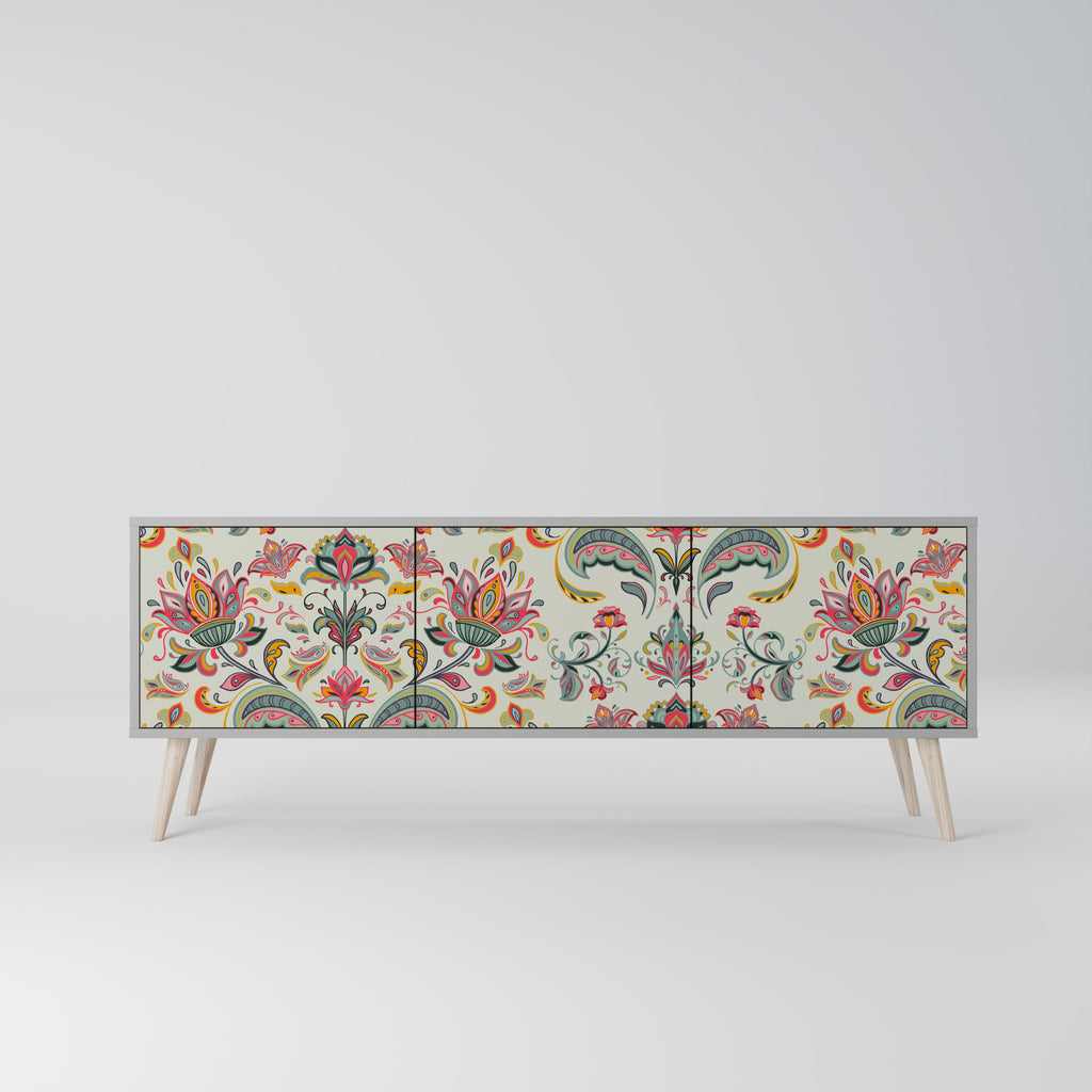 ORGANIC FOLKLORE Móvel de TV com 3 Portas em Acabamento Cinzento