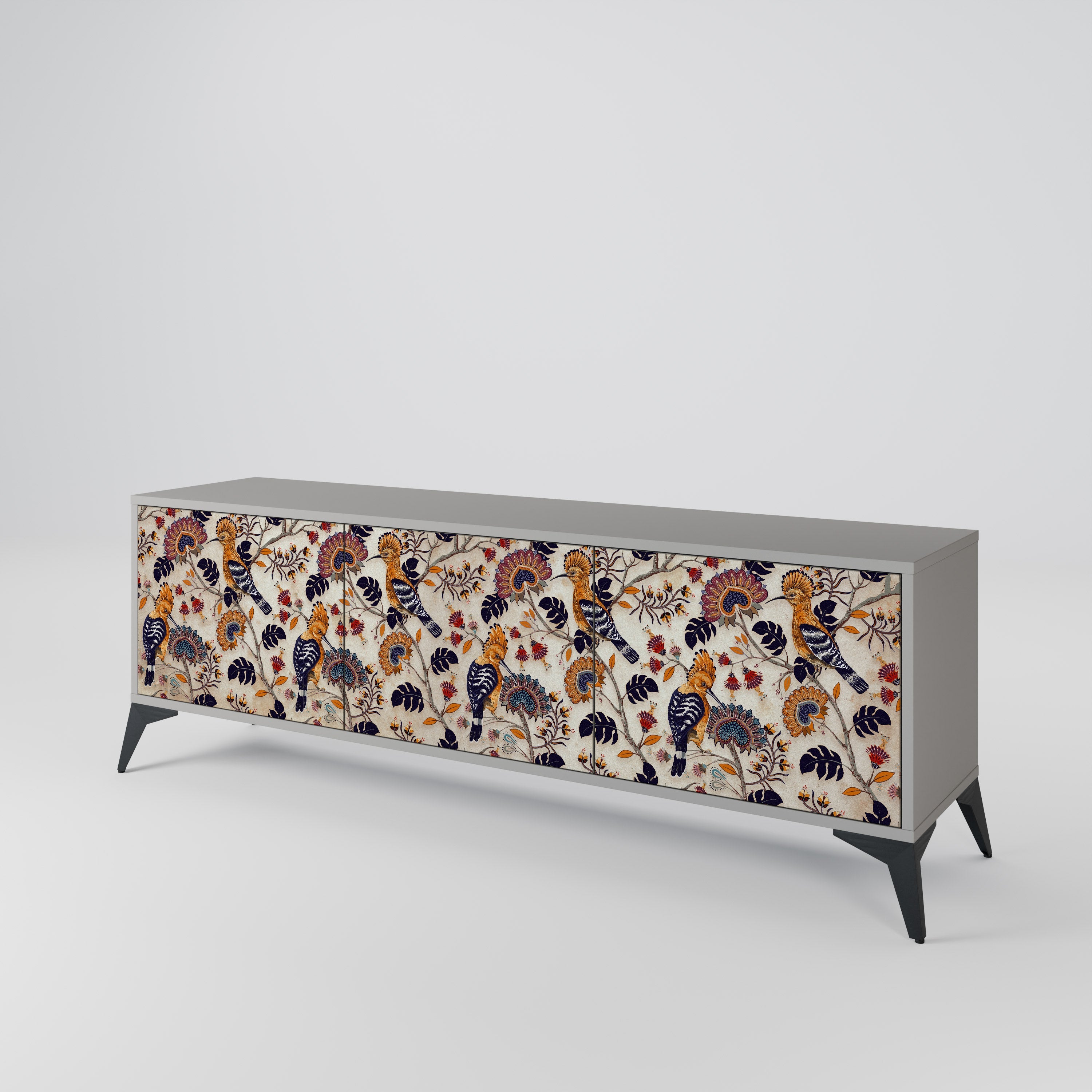 EMINENT HOOPOE Móvel de TV com 3 Portas em Acabamento Cinzento