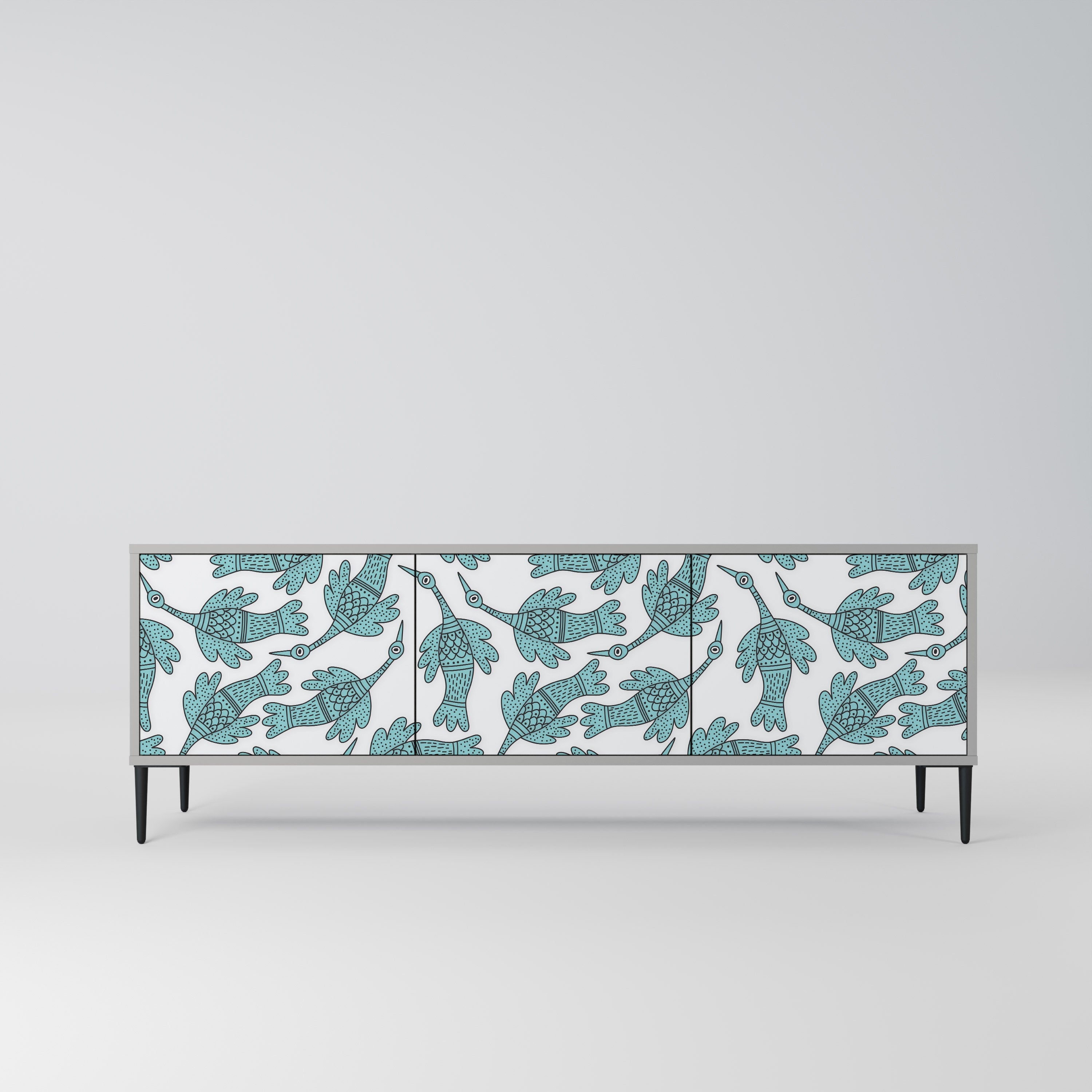 WATERSPOUT SONGIBIRD Móvel de TV com 3 Portas em Acabamento Cinzento