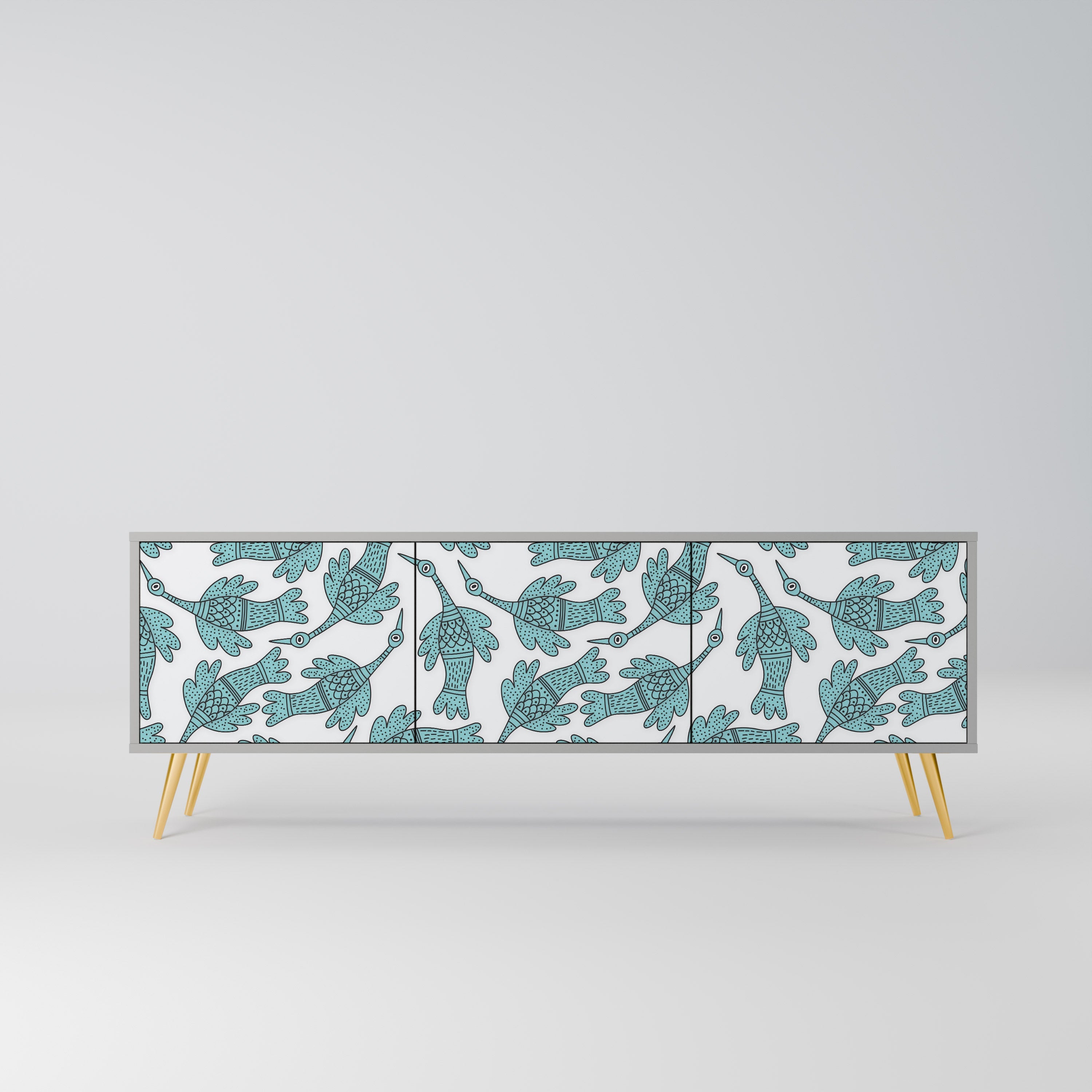 WATERSPOUT SONGIBIRD Móvel de TV com 3 Portas em Acabamento Cinzento