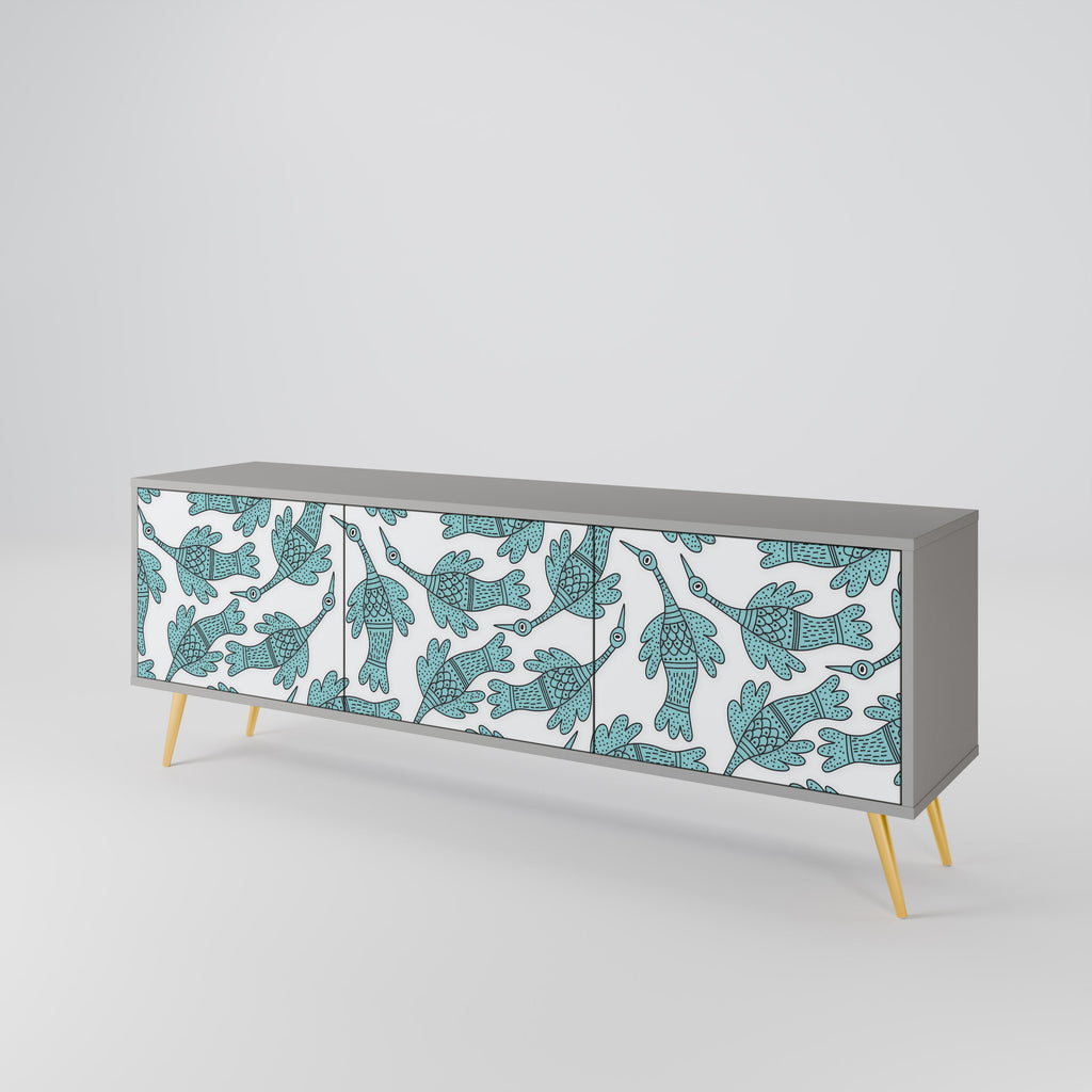 WATERSPOUT SONGIBIRD Móvel de TV com 3 Portas em Acabamento Cinzento