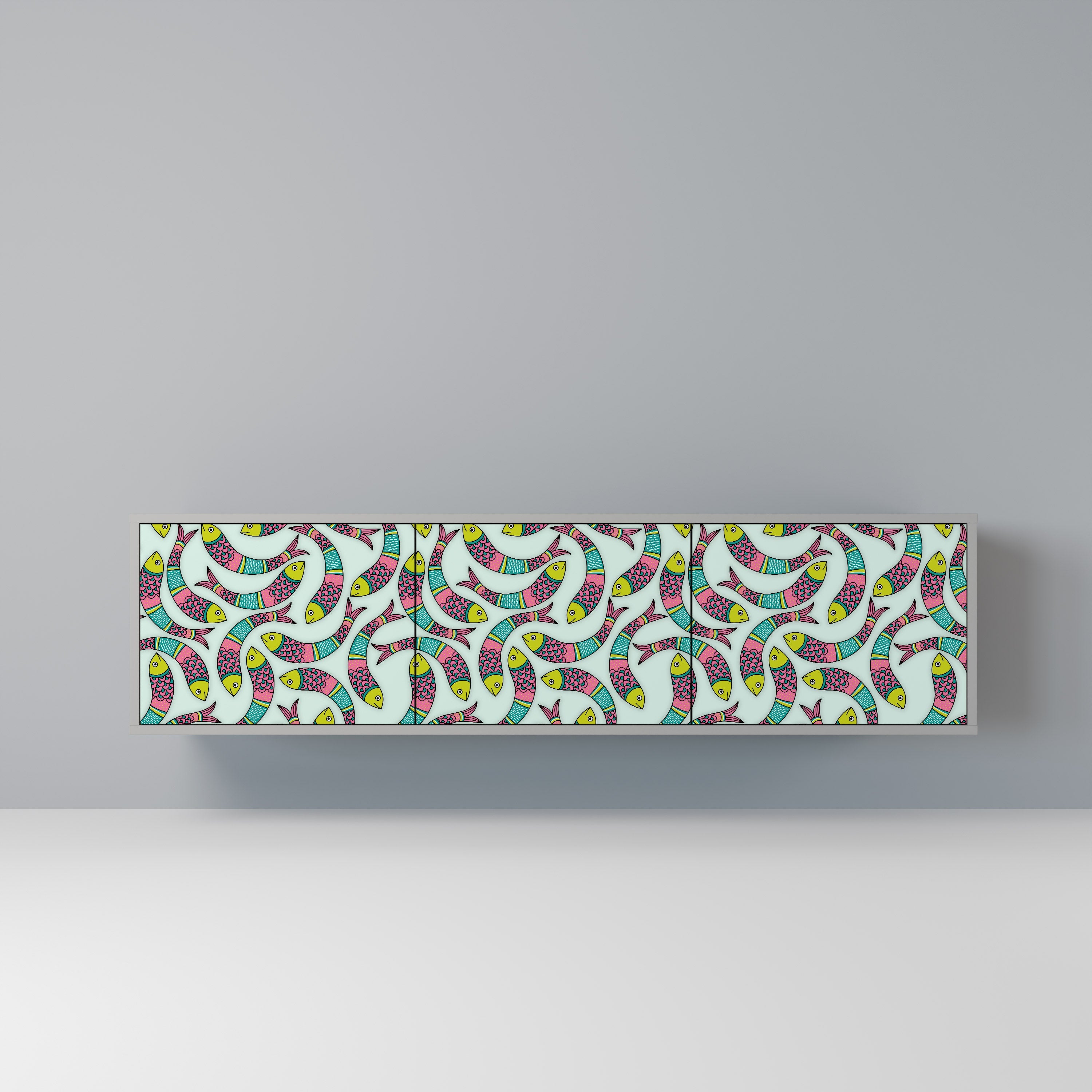 INDIAN FISH Móvel de TV com 3 Portas em Acabamento Cinzento