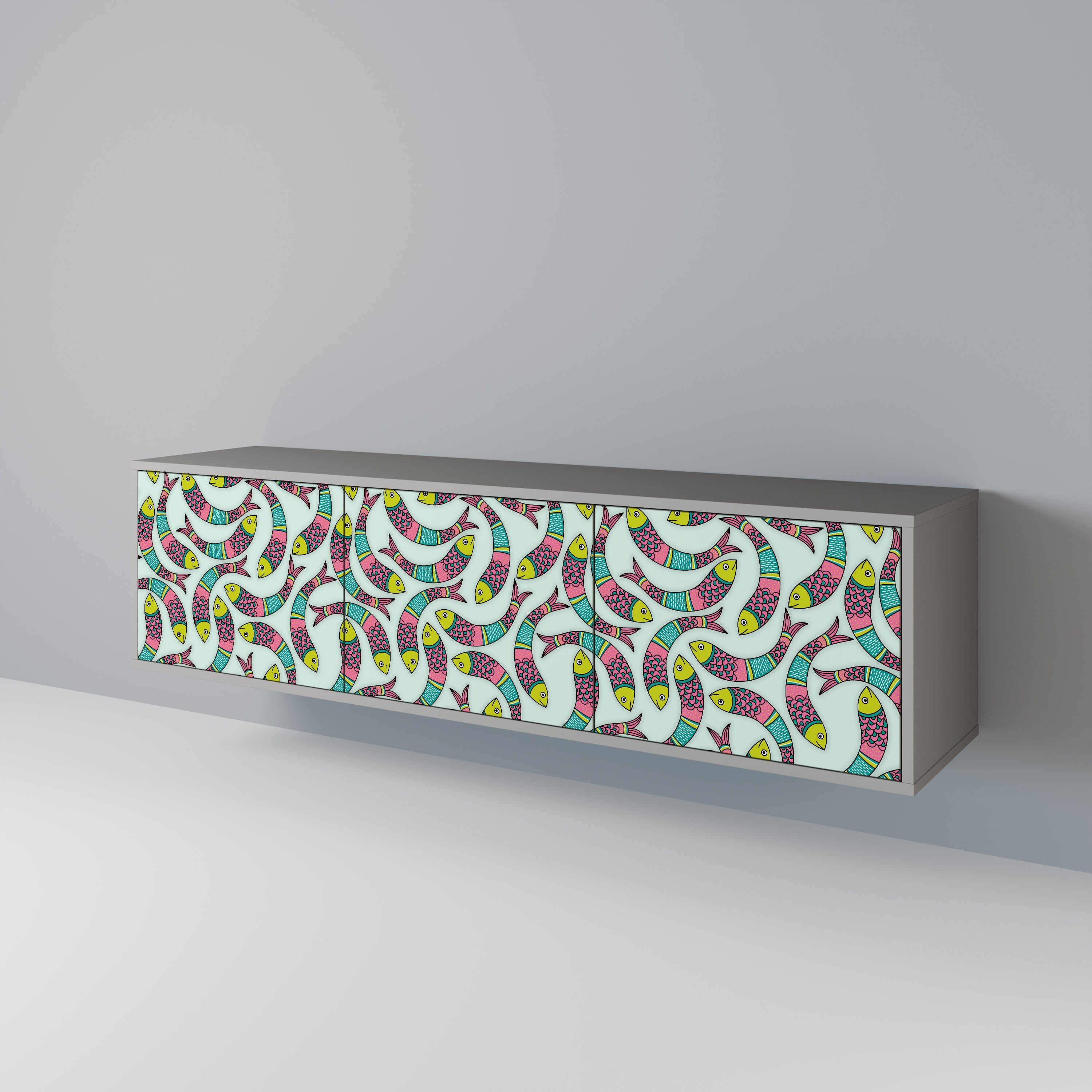 INDIAN FISH Móvel de TV com 3 Portas em Acabamento Cinzento