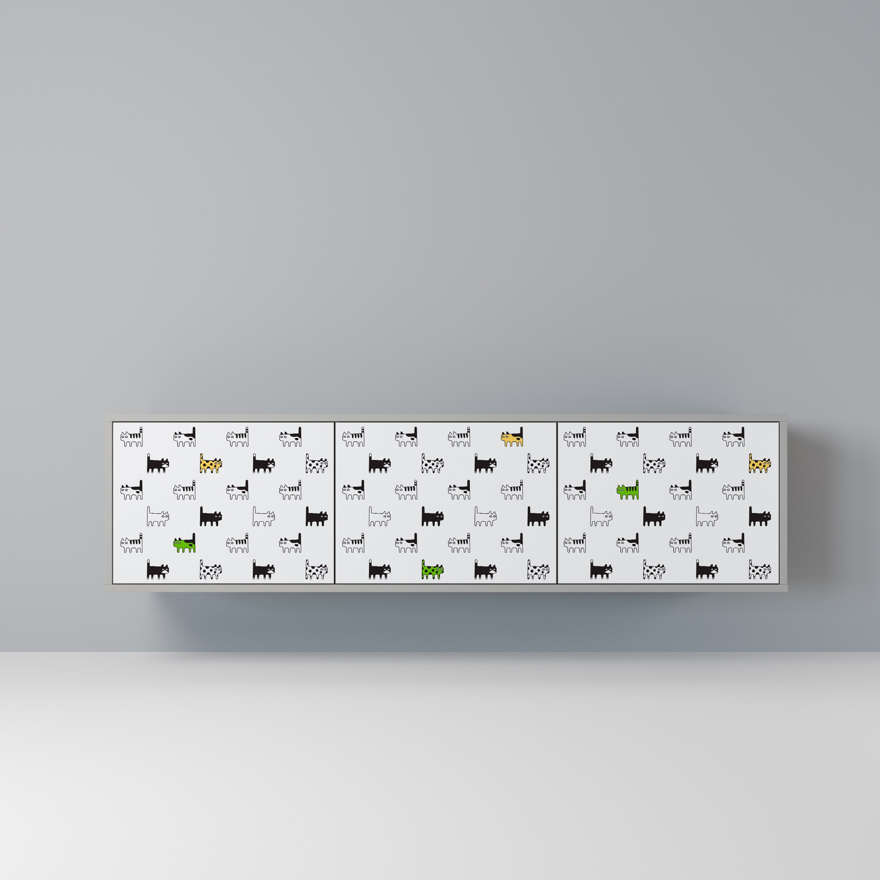 CATS COMPILATION Móvel de TV com 3 Portas em Acabamento Cinzento