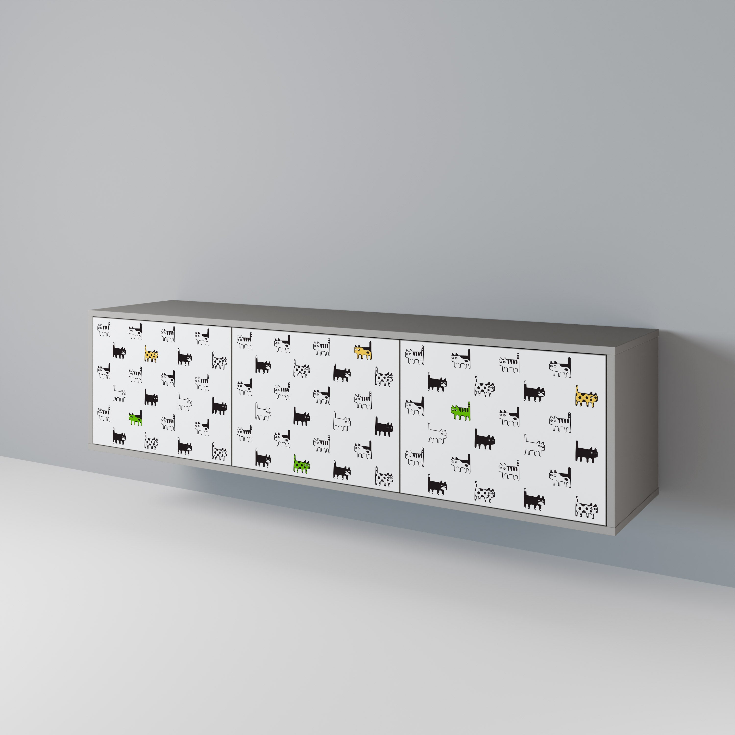 CATS COMPILATION Móvel de TV com 3 Portas em Acabamento Cinzento