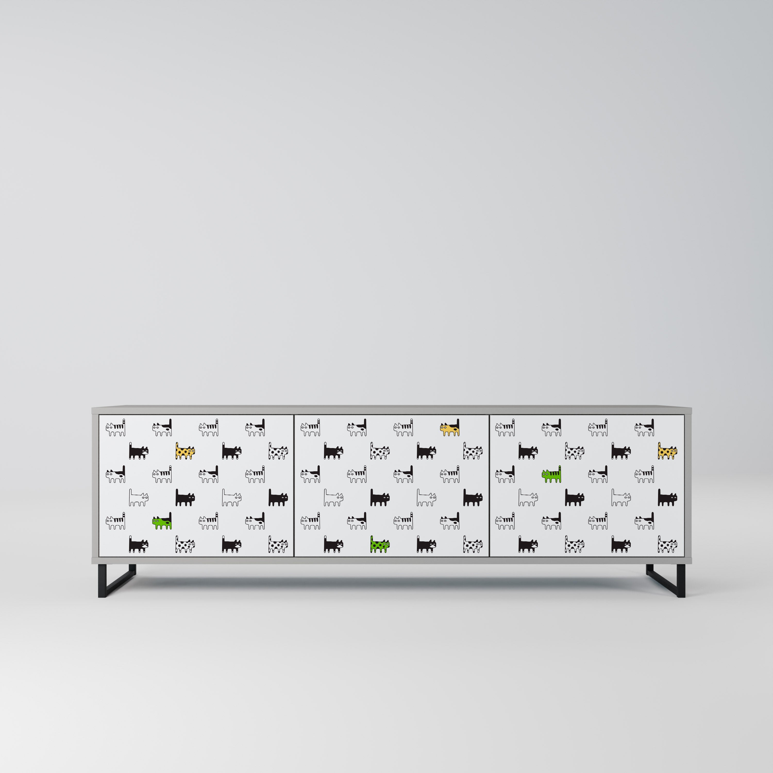 CATS COMPILATION Móvel de TV com 3 Portas em Acabamento Cinzento