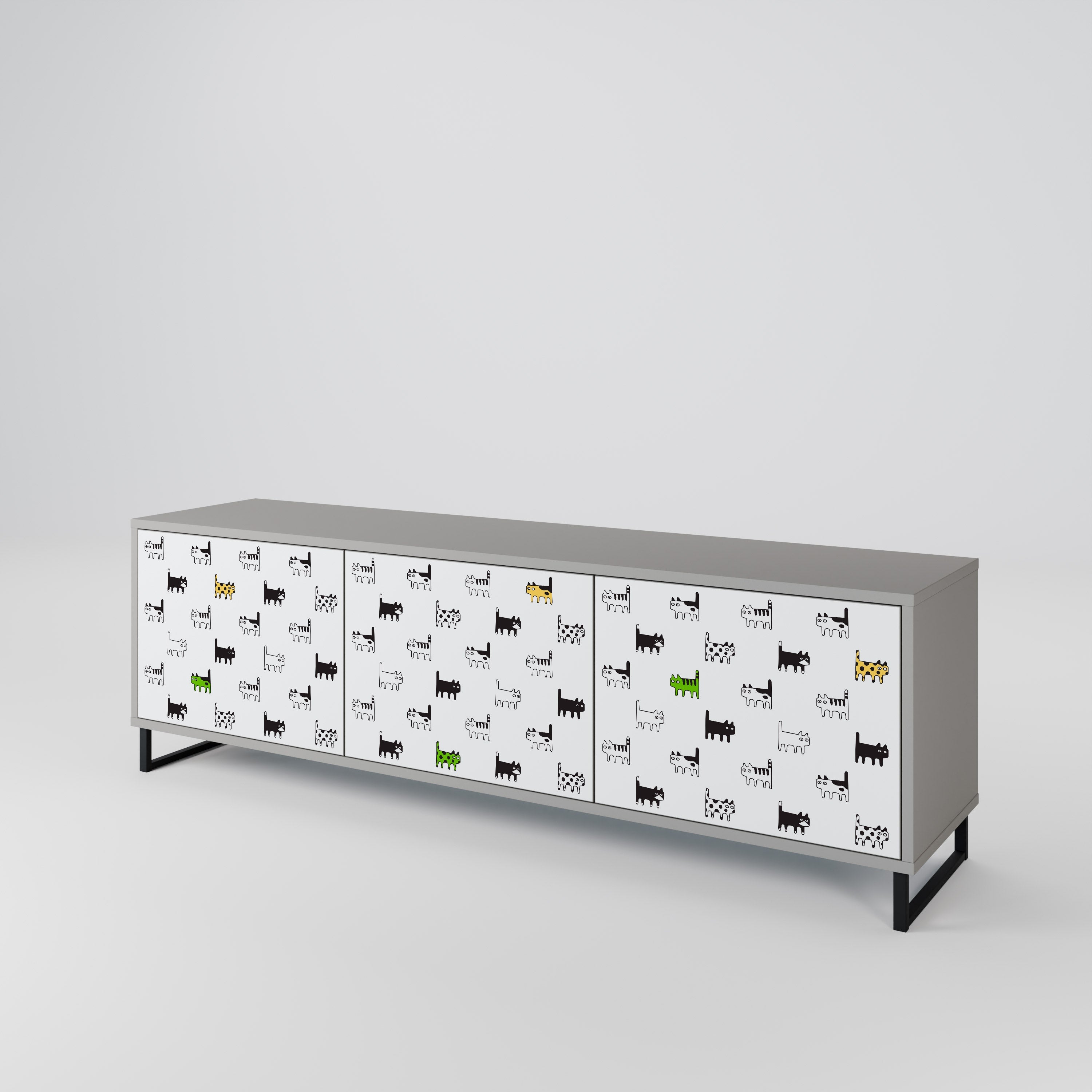 CATS COMPILATION Móvel de TV com 3 Portas em Acabamento Cinzento