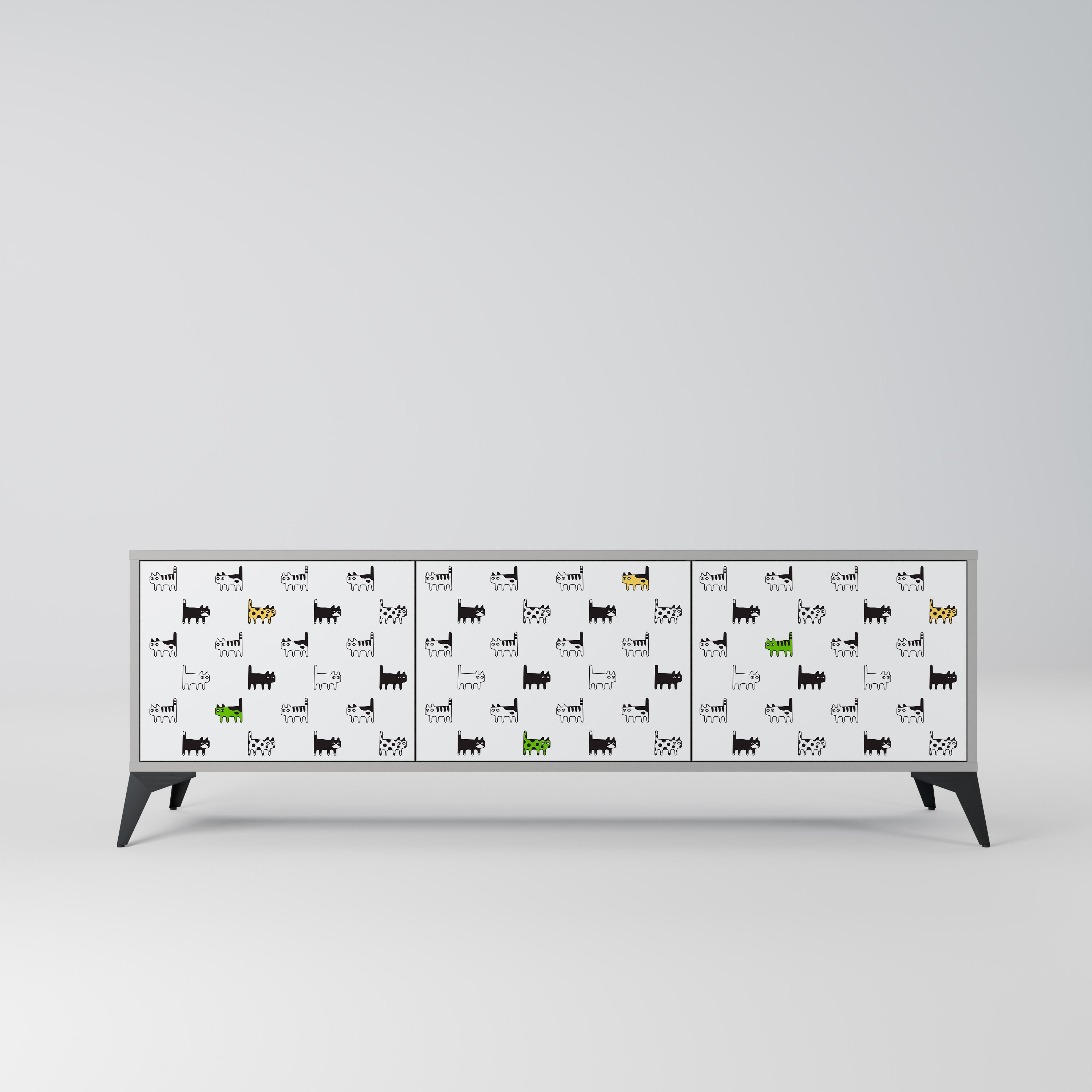 CATS COMPILATION Móvel de TV com 3 Portas em Acabamento Cinzento